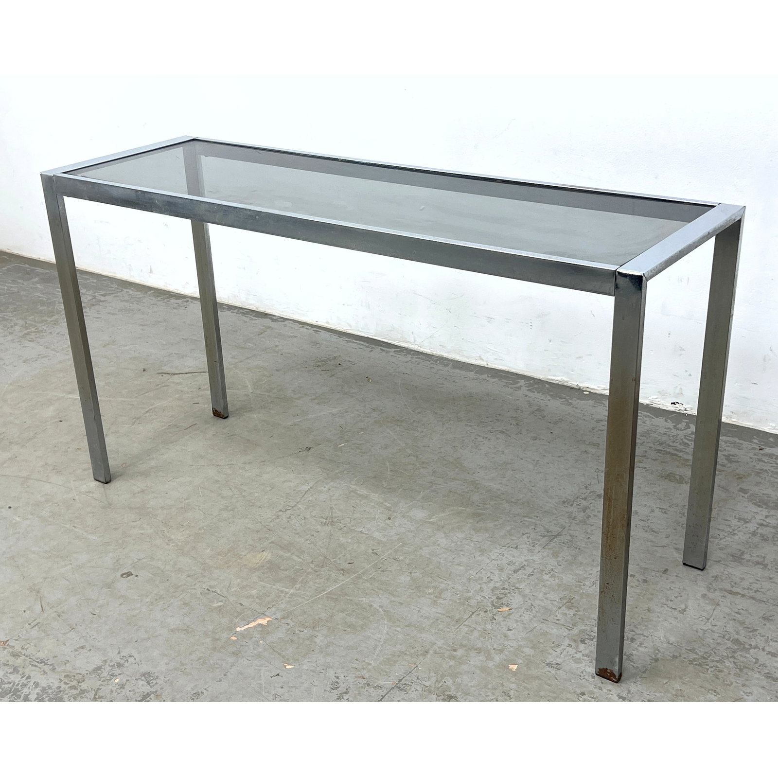 Chrome Frame Smoked Glass Modern Hall Console Table. light weight. (1 of 8)