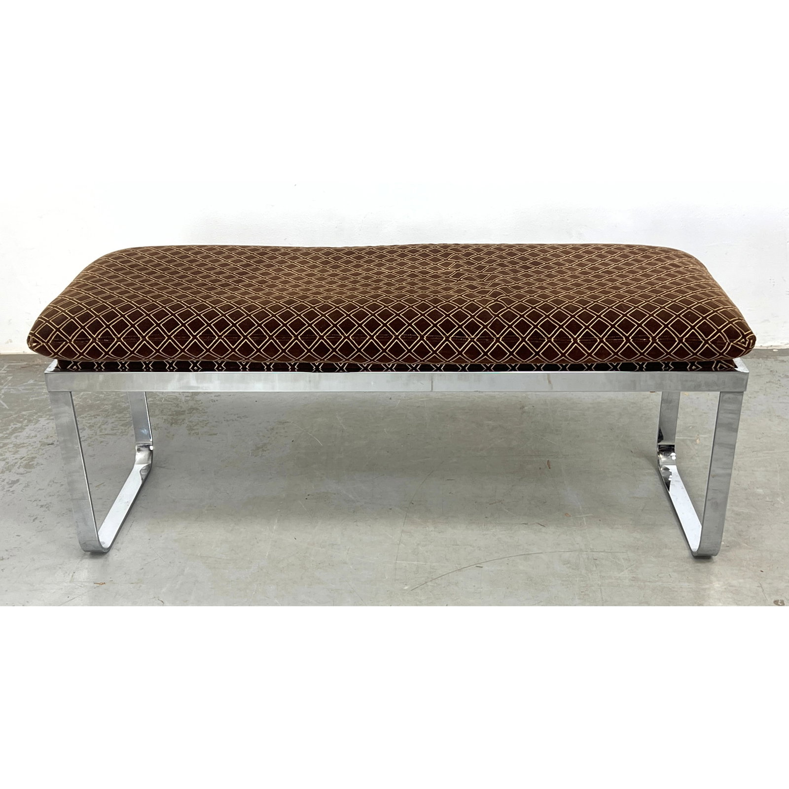 Mid Century Modern Chrome Frame Bench. Baughman Style. (1 of 8)