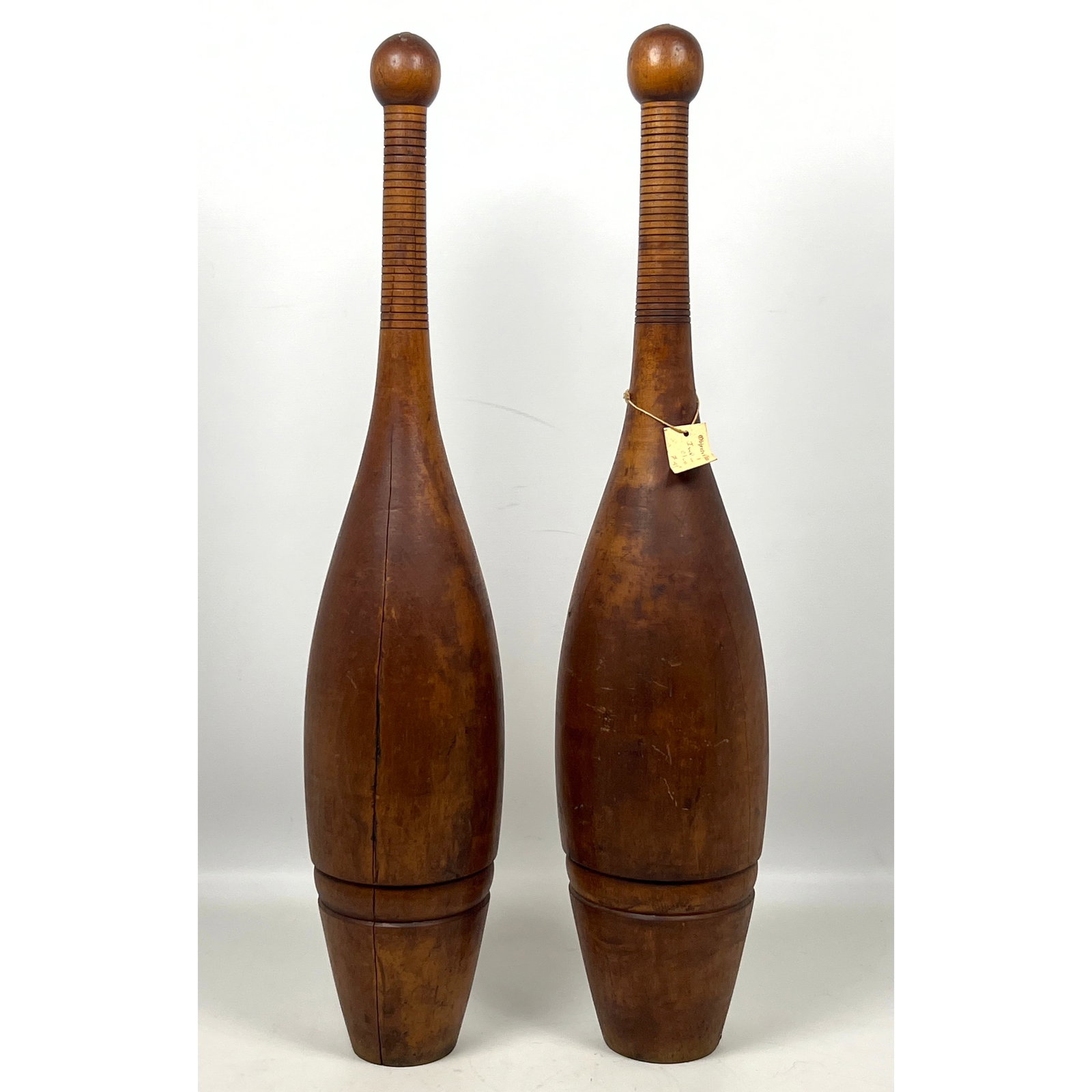 Pair Vintage wood Turned Indian Clubs. (1 of 12)