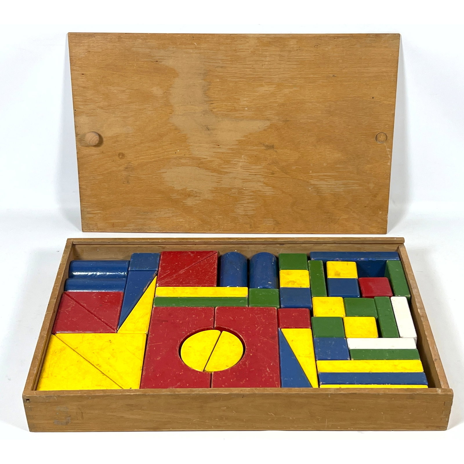 Vintage Colorful Creative Playthings Wood Building Blocks in Plywood Storage Box (1 of 9)
