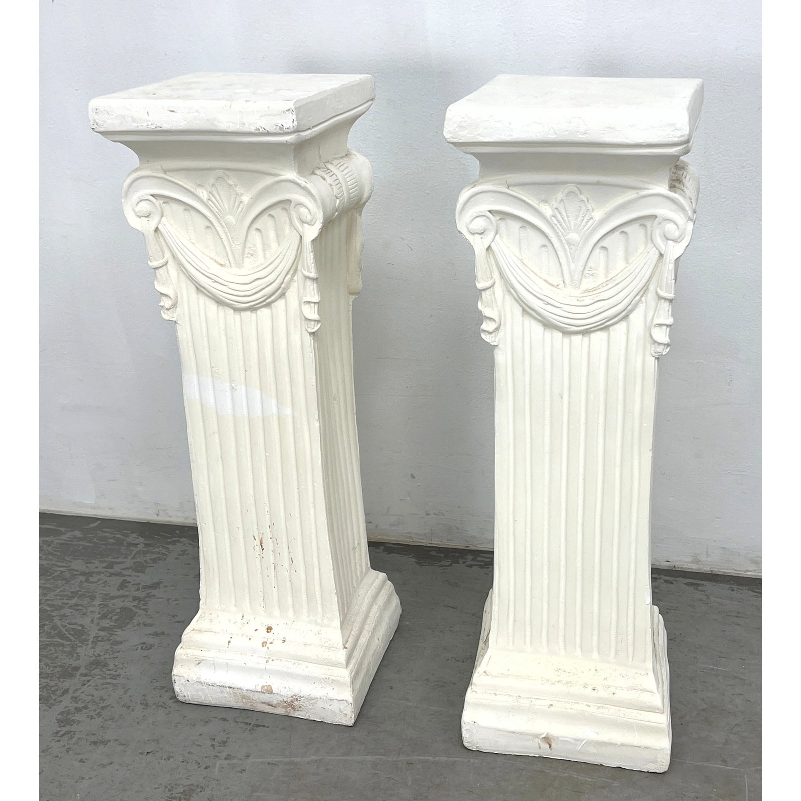 Pair Neoclassical style architectural pedestals constructed from molded plaster (1 of 14)