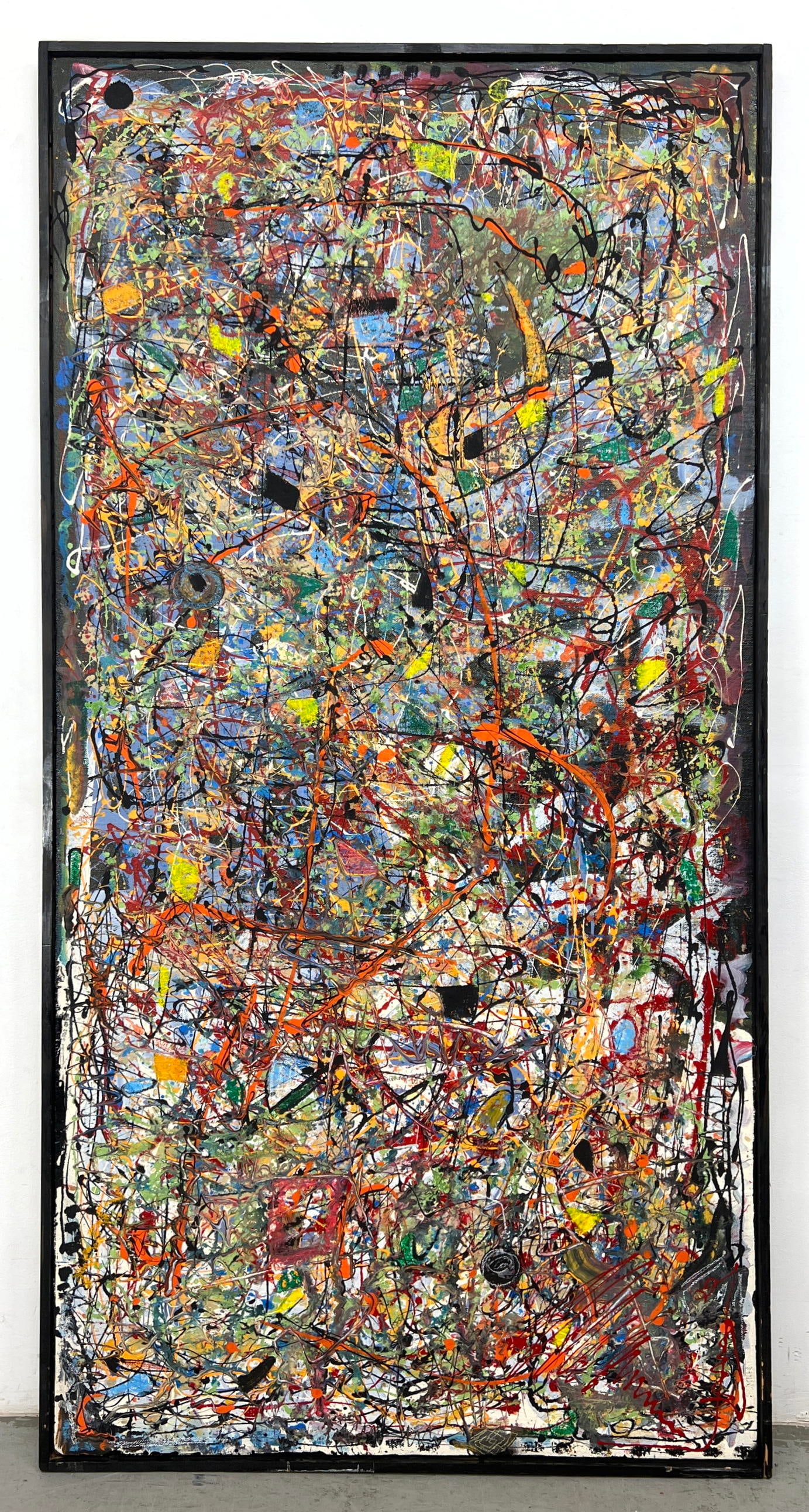 8ft Extra Large Dennis Sakelson Abstract Modern Painting. Graffiti Style.: 8ft Extra Large Dennis Sakelson Abstract Modern Painting. Graffiti Style. Dimensions: Height: 97.75 inches, Width: 49.5 inches. ---
