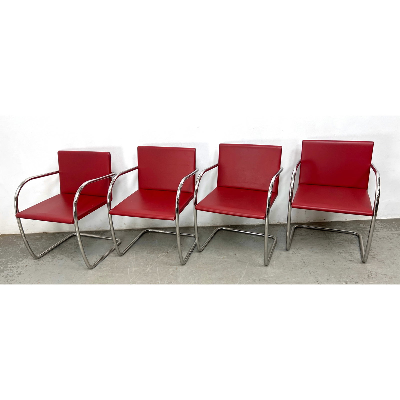 Set 4 Brno cantilever armchairs designed by Ludwig Mies van der Rohe and manufactured by Knoll.: Set 4 Brno cantilever armchairs designed by Ludwig Mies van der Rohe and manufactured by Knoll. Dimensions: Height: 31.25 inches, Width: 22 inches, Depth: 23.5 inches. - Seat Height: 18 inches ---