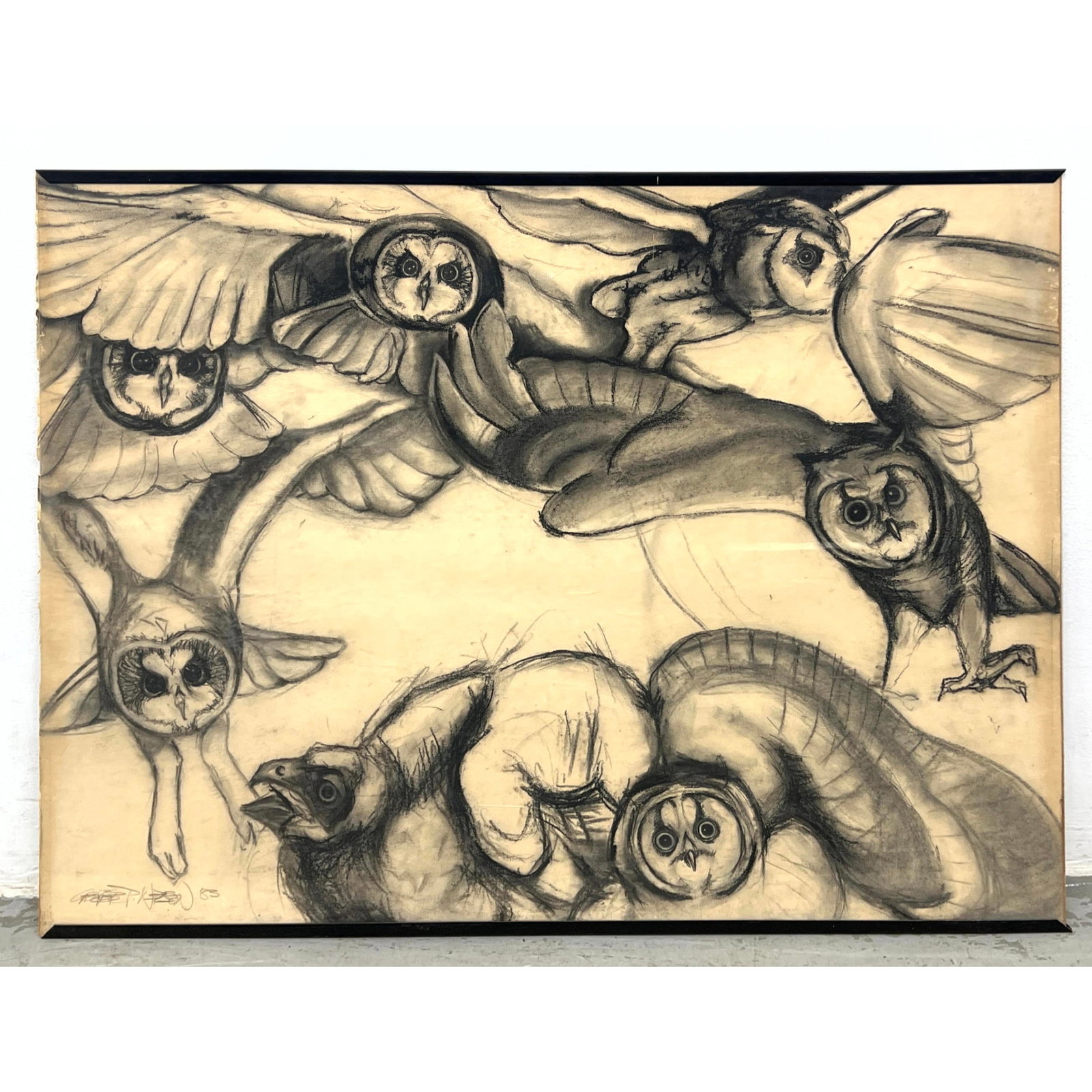 Large-scale work on toned paper is executed in charcoal or conte crayon. Artist Signed Geoff P Nelso (1 of 9)