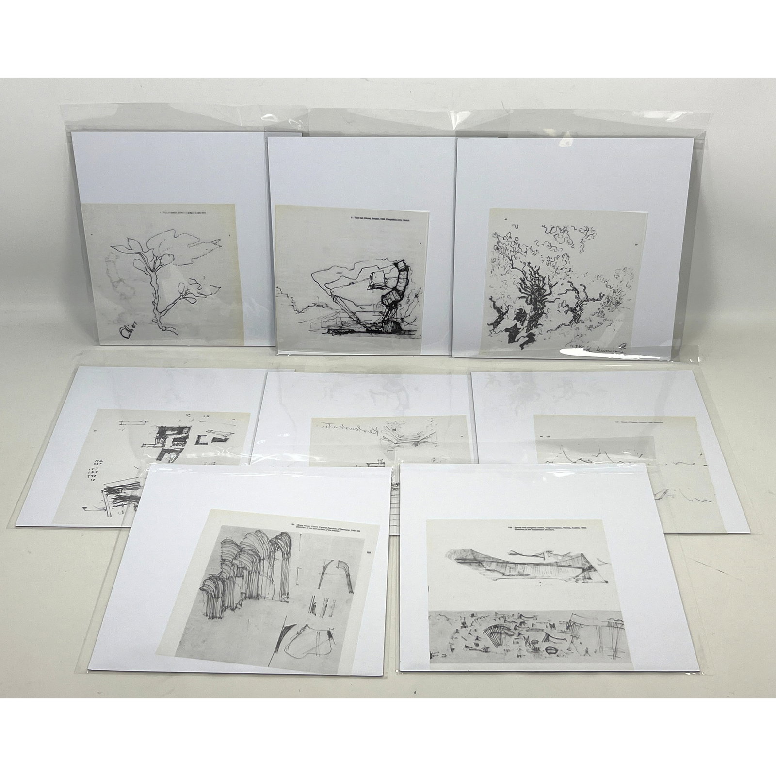 8 8 Alvar Aalto Limited Edition Vellum Prints from the 1978 Museum of Finnish Architecture Exhibit,: 8 8 Alvar Aalto Limited Edition Vellum Prints from the 1978 Museum of Finnish Architecture Exhibit, printed by Yhteiskirjapaino Oy, Helsinki Dimensions: Height: 8.25 inches, Width: 8.25 inches. ---