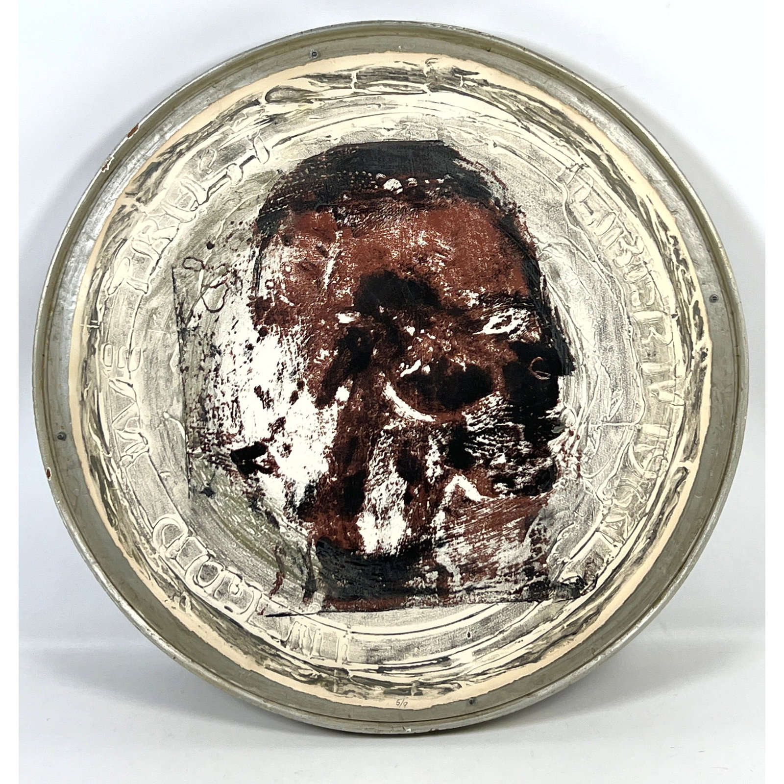 Carol Suchinsky 1964 Mixed Media Modernist Art. Don't give me any of that nickel and dime stuff. 5/9: Carol Suchinsky 1964 Mixed Media Modernist Art. Don't give me any of that nickel and dime stuff. 5/9 Dimensions: Height: 23.75 inches, Width: 23.75 inches, Depth: 1.75 inches. ---