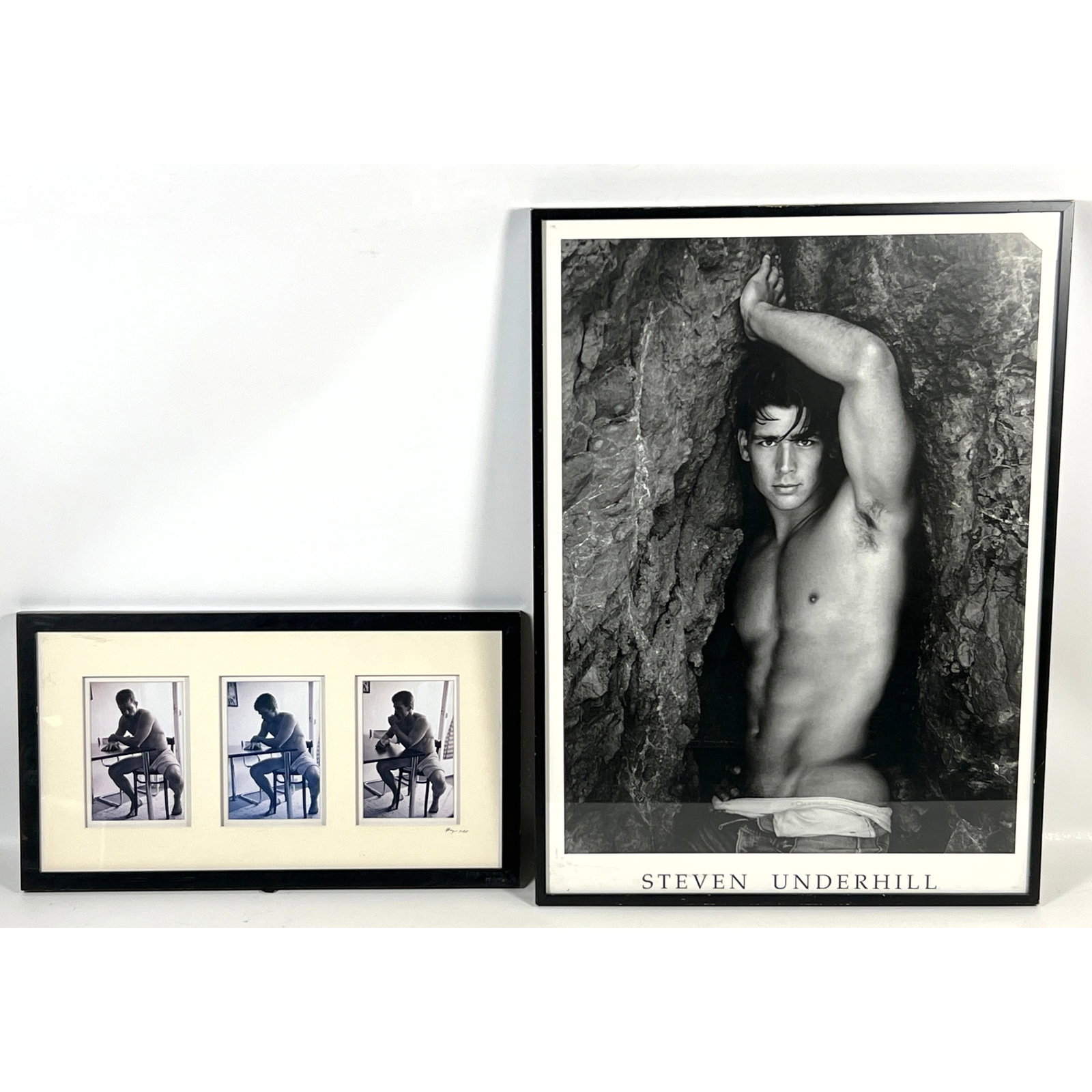 2pcs framed black and white photographic works focused on the male form. Antonio Gray and Steven Und: 2pcs framed black and white photographic works focused on the male form. Antonio Gray and Steven Underhill. Dimensions: Height: 28 inches, Width: 20.25 inches. ---
