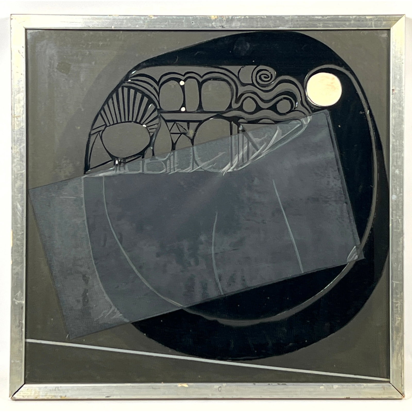 Mixed media Abstract Modern collage. Art. Unsigned.: Mixed media Abstract Modern collage. Art. Unsigned. Dimensions: Frame Height: 21.25 inches, Frame Width: 21.5 inches. - Image Size: Image Height: 19.5 inches, Image Width: 20 inches. ---