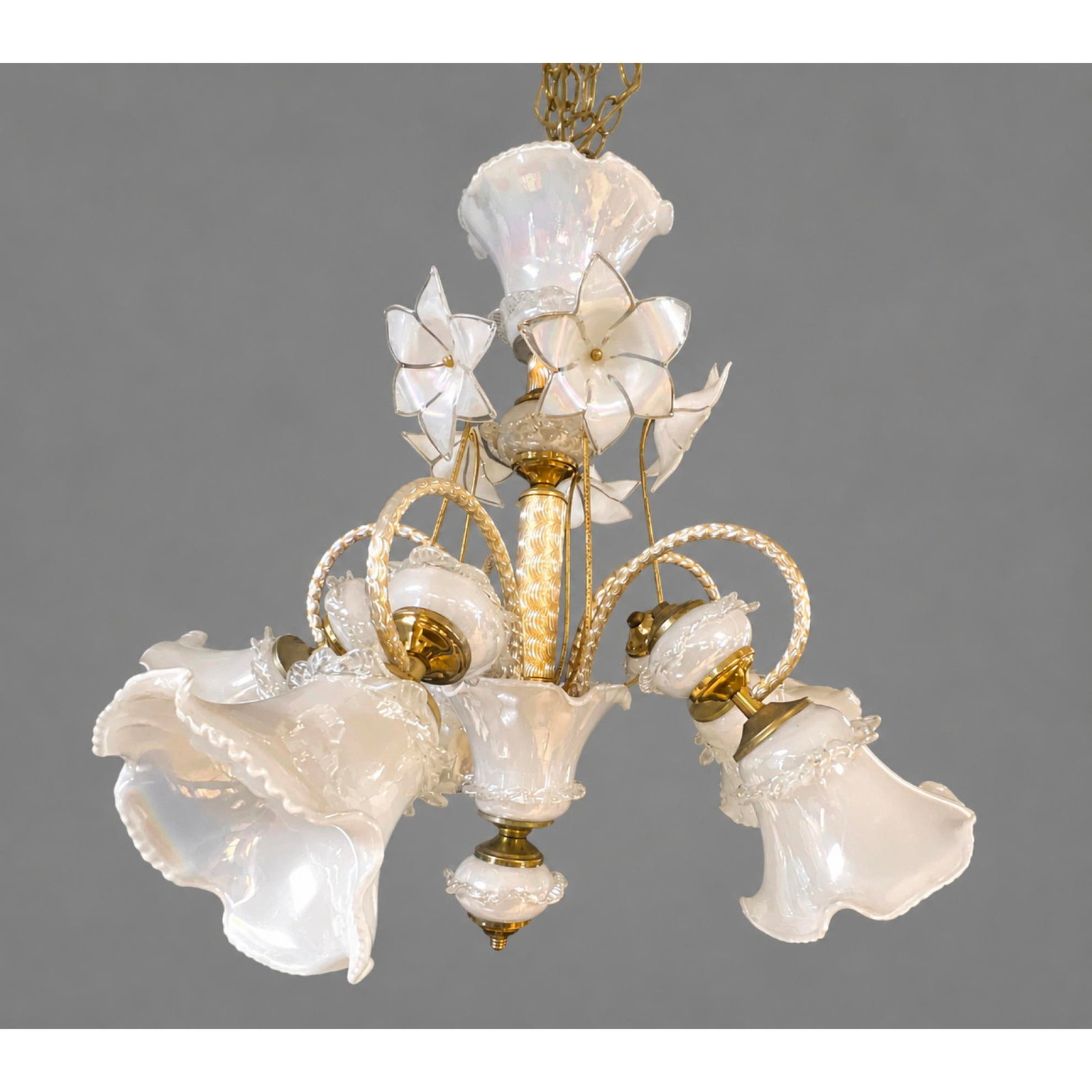 Fancy Murano Glass Floral Form Chandelier. Art glass. (1 of 11)