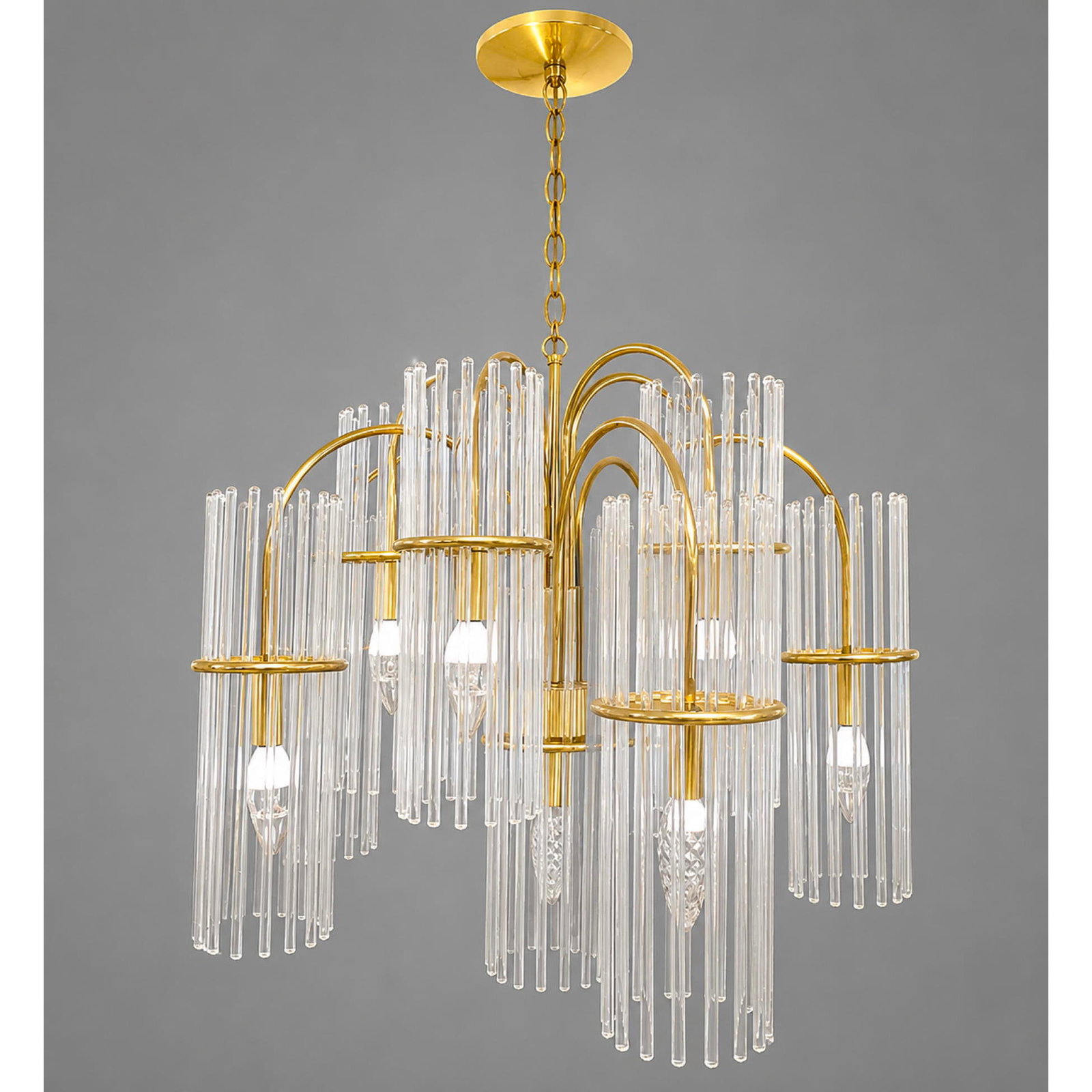GAETANO SCIOLARI Glass Rod Chandelier Ten-light chandelier (1 of 6)