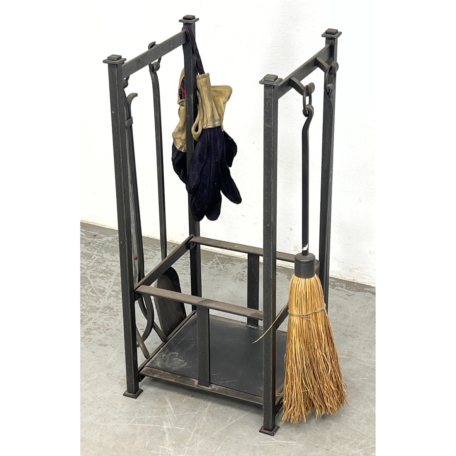 Forged Iron Fireplace Set. Log Holder with Tools. (1 of 13)