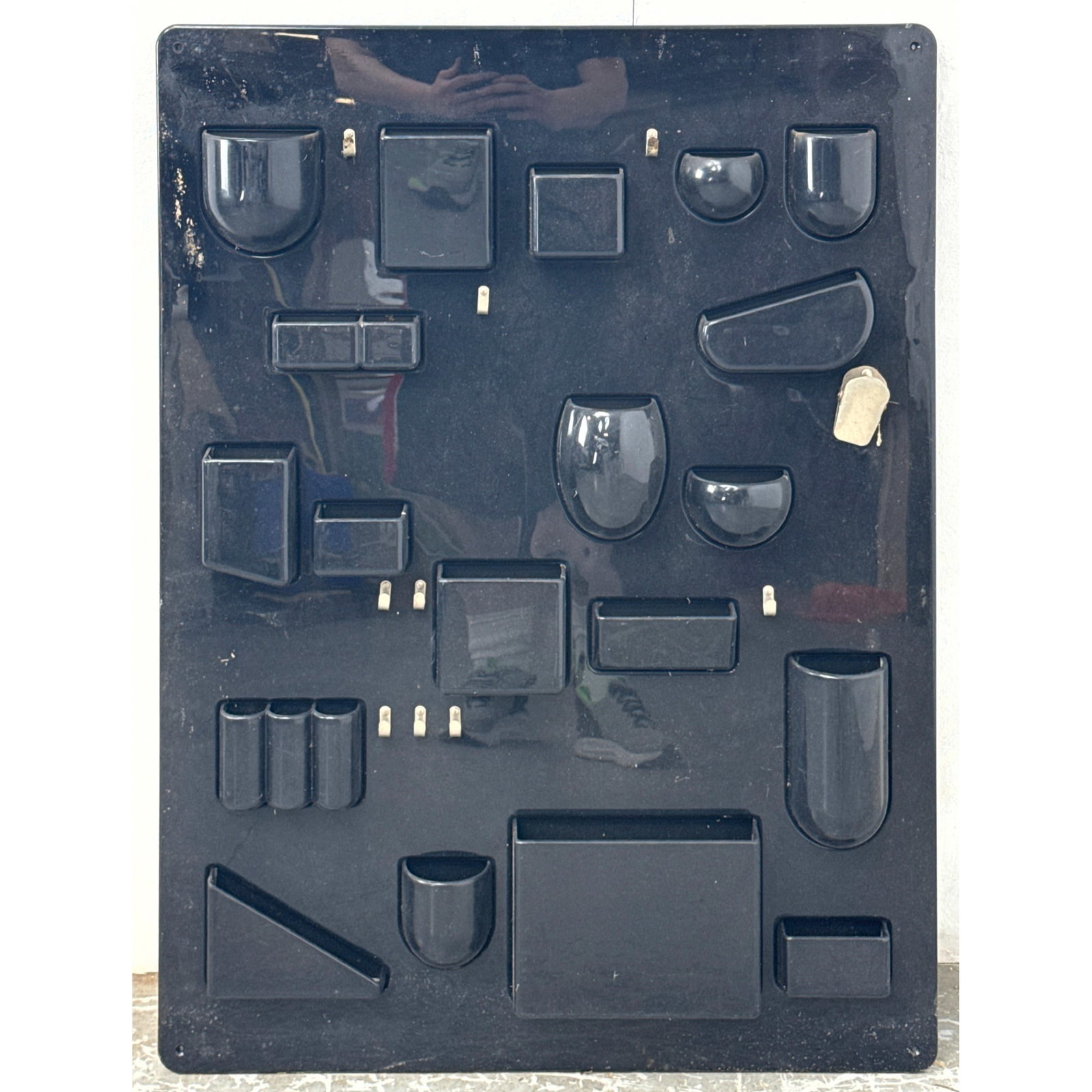 Black Plastic Oten. Silo I Wall Organizer. DOROTHEE MAURER for DESIGN M. 1960 era. (1 of 10)