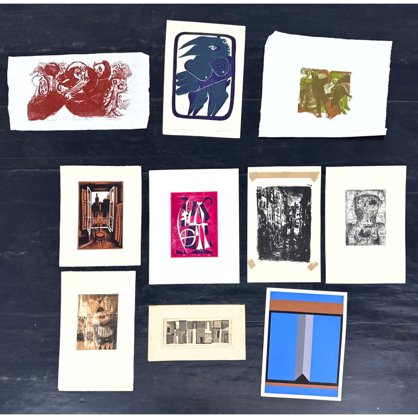 10pc mid-century modern prints produced between 1965 and 1973, showcasing a variety of printmaking t (1 of 20)