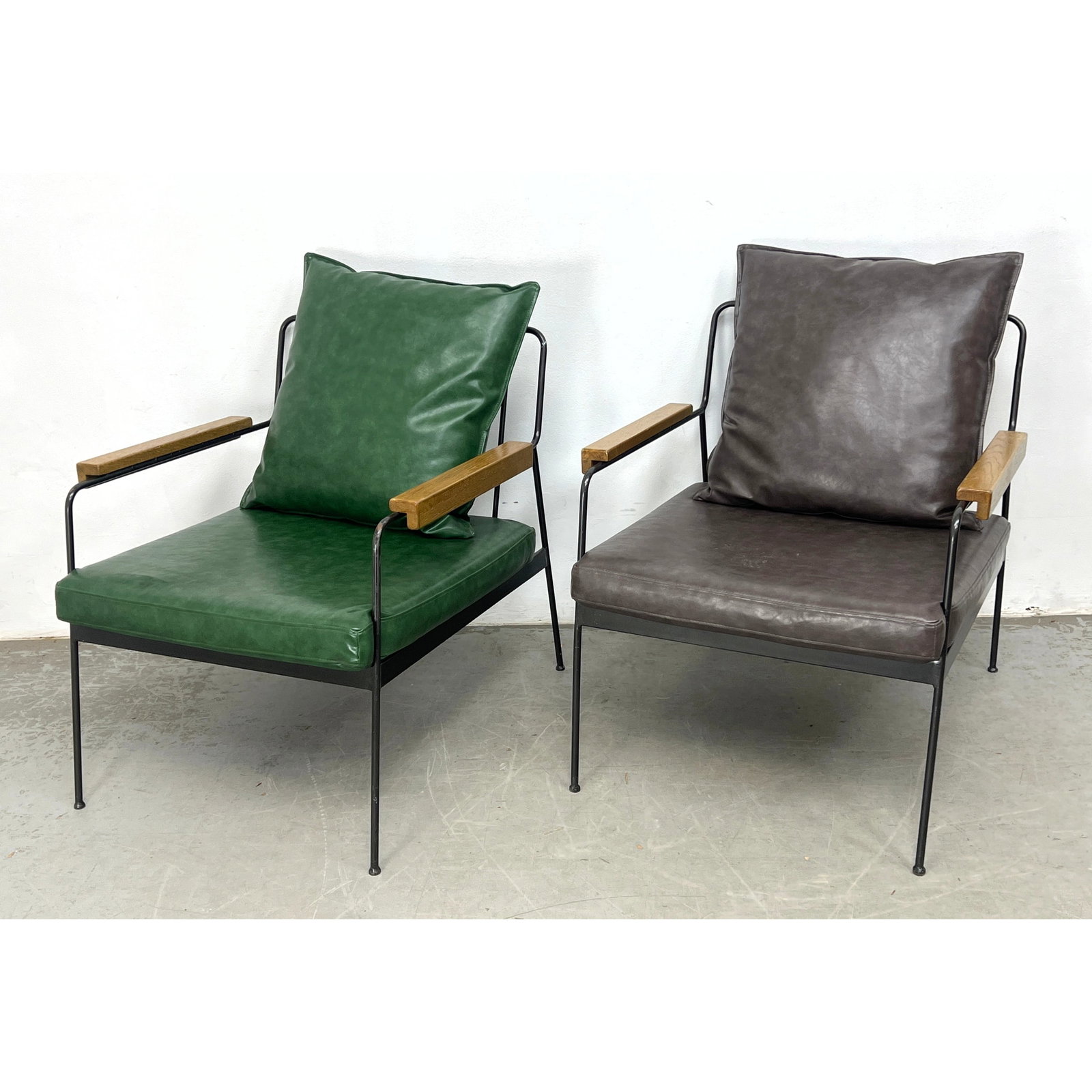 2pcs Primo International Iron and wood Arm Chairs.: 2pcs Primo International Iron and wood Arm Chairs. Dimensions: Height: 34.5 inches, Width: 27 inches, Depth: 28 inches. - Seat Height: 17 inches ---