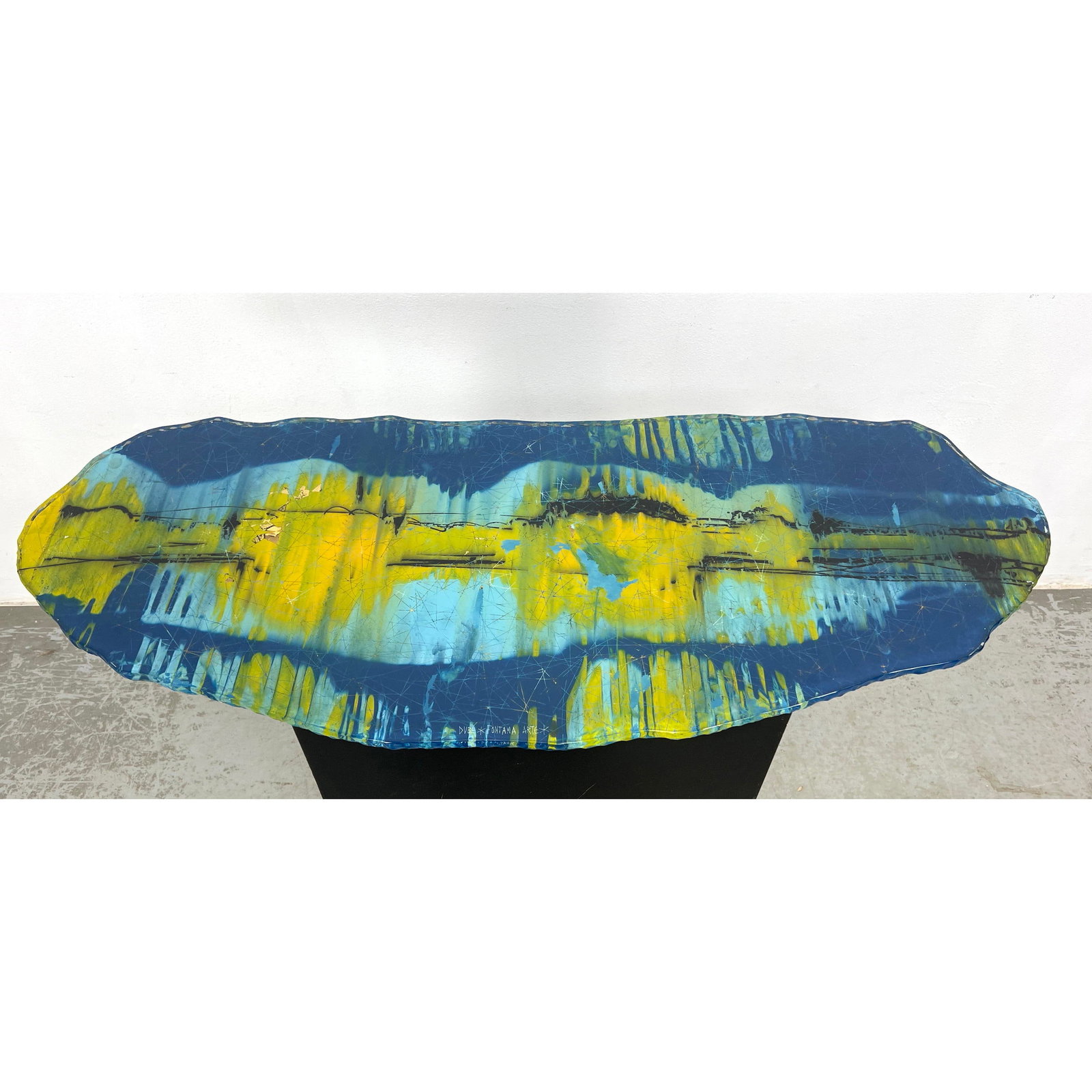 Roberto Dube for Fontana Arte. large, irregularly shaped decorative glass panel, possibly designed a (1 of 10)