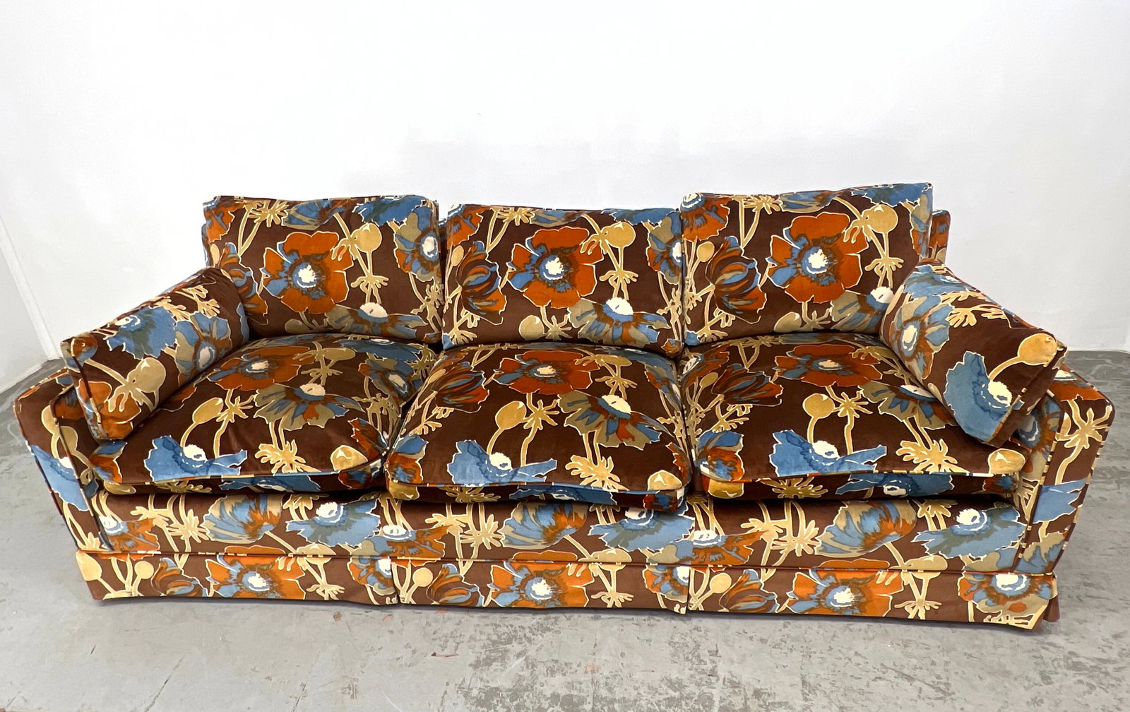 Vintage High Quality Sofa, Jack Lenor Larsen Attributed Fabric. Down Filled Zipper Cover Cushions, H (1 of 10)