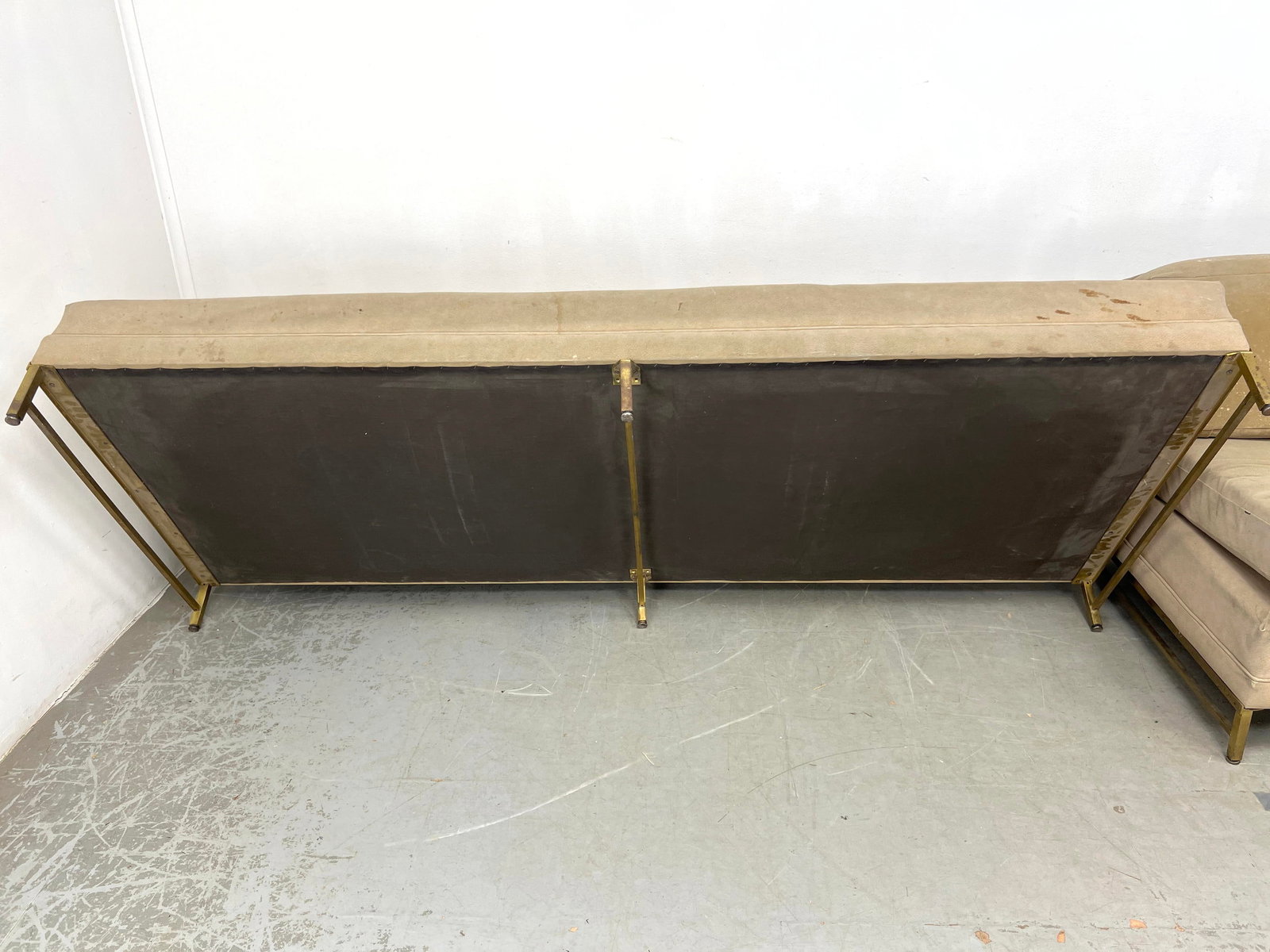 2pcs Paul McCobb style Armless Sofas. Brass bases. - 10