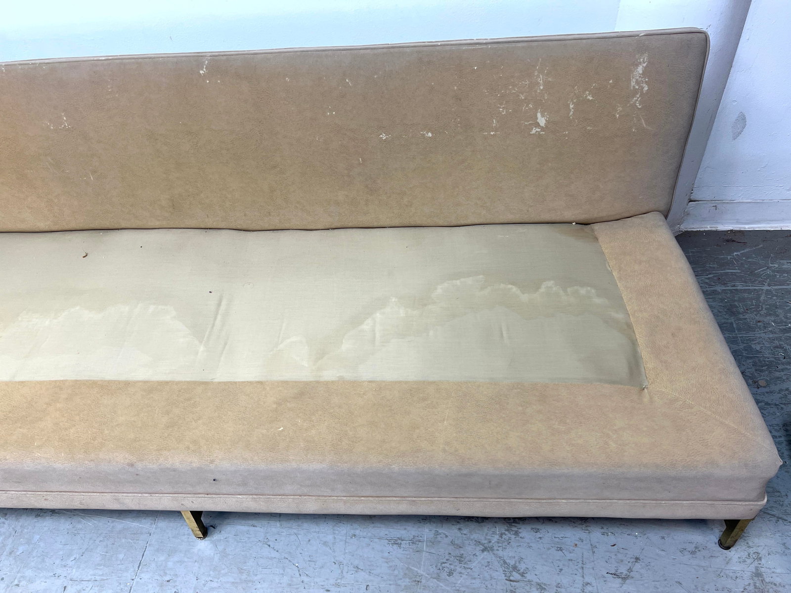 2pcs Paul McCobb style Armless Sofas. Brass bases. - 15
