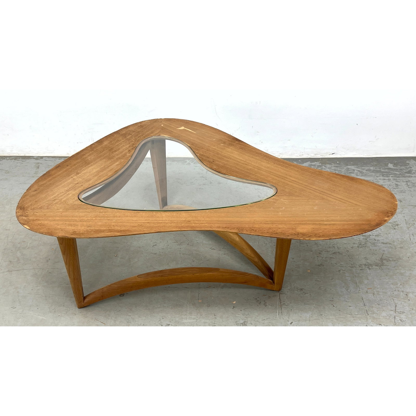 Mid Century Modern Boomerang Coffee Table. Organic Shaped Top with Inset Glass. Very stylish Base wi (1 of 8)