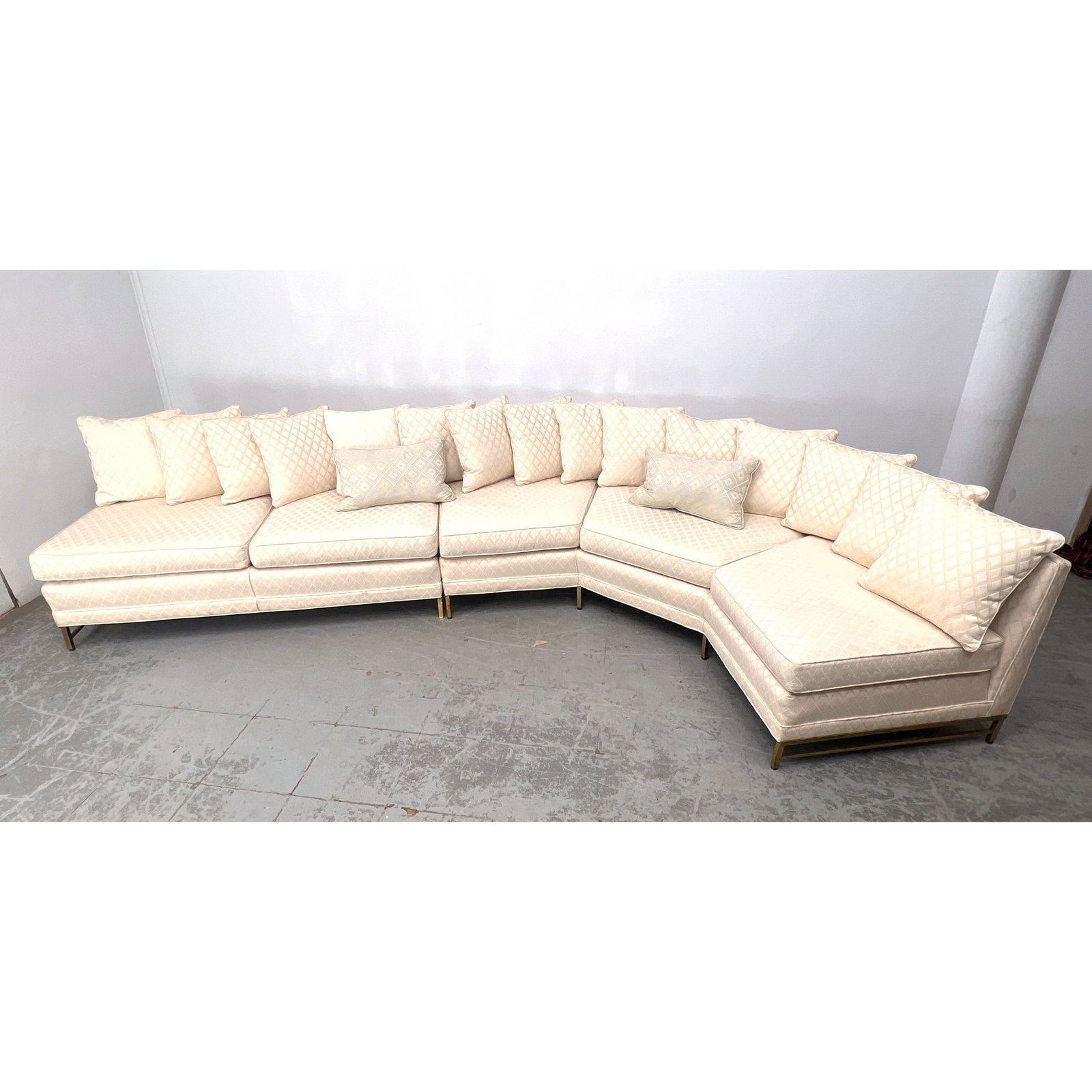 3pcs Paul McCobb Style Sectional Sofa Couch. Brass base. (1 of 20)