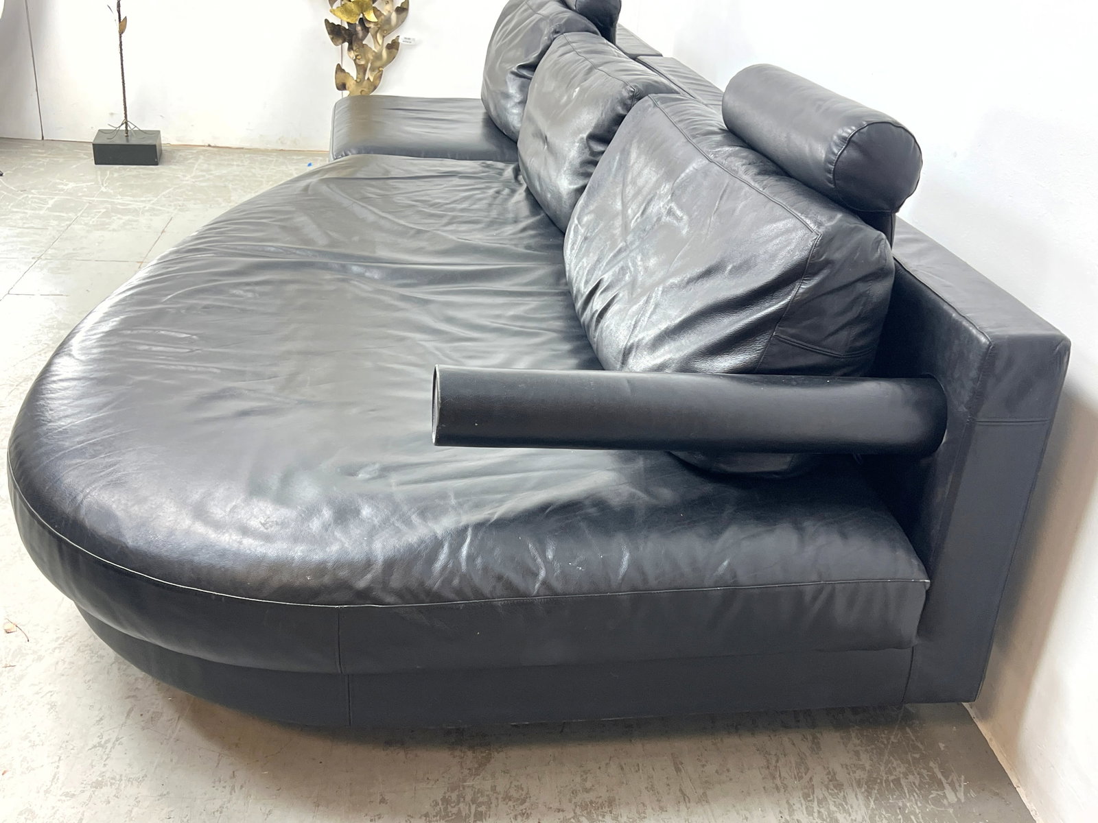 Antonio Citterio for BandB Italia 2 Section Sofa Couch. Sity sectional. Black leather. - 7