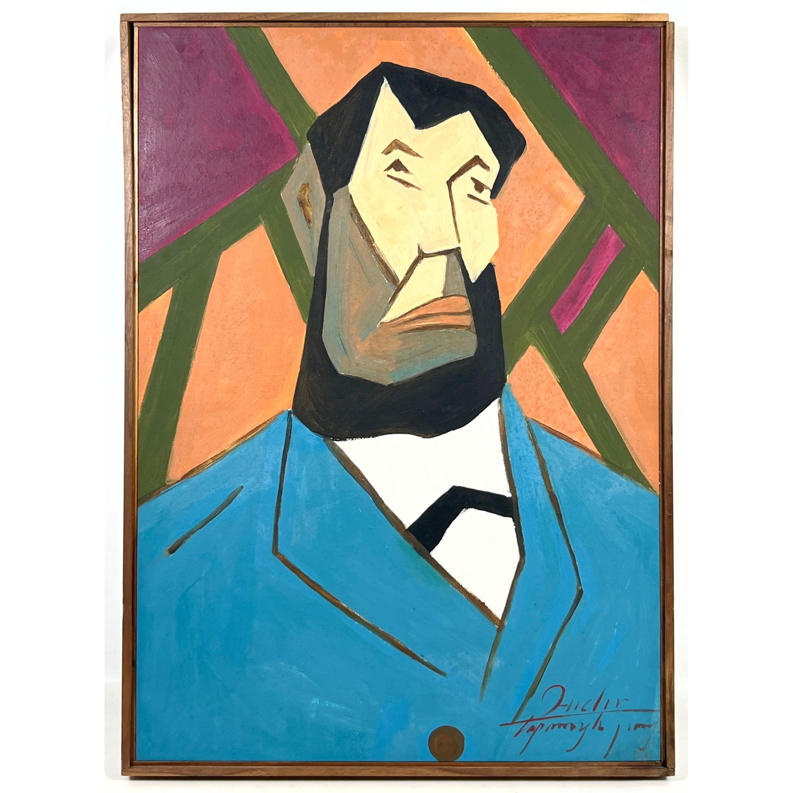 Mid-century modernist Portrait Painting. Artist Signed. Strong Cubist influences (1 of 7)