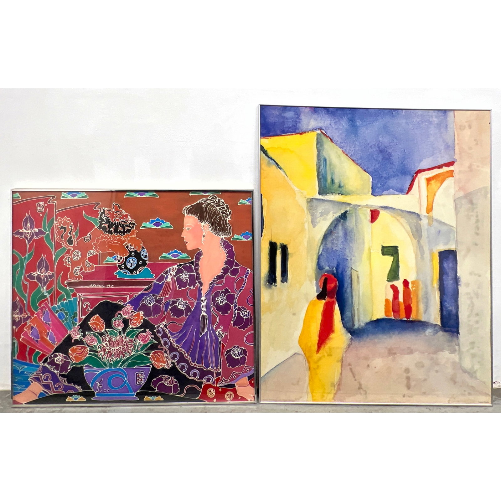 2pcs Mid Century Modern Art Prints. August Macke, Steiger Colorful Asian style portrait. (1 of 14)