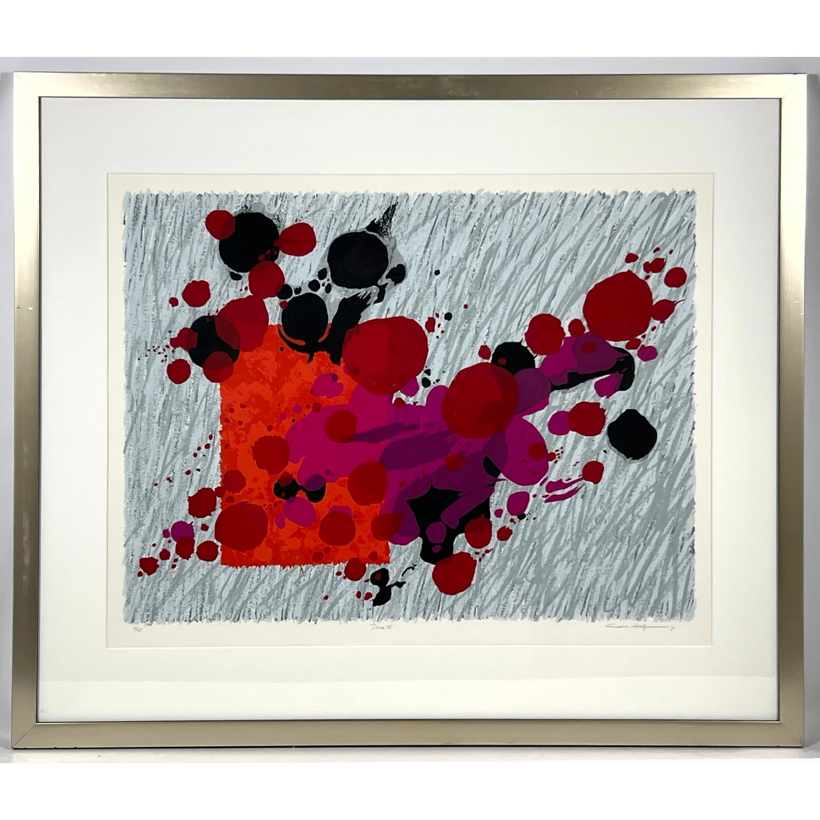 Arnold Hoffmann Jr Lithograph Print. Signed and Numbered 12/45. Demo III: Arnold Hoffmann Jr Lithograph Print. Signed and Numbered 12/45. Demo III Dimensions: Frame Height: 33.5 inches, Frame Width: 40 inches. - Image Size: Image Height: 23.5 inches, Image Width: 31