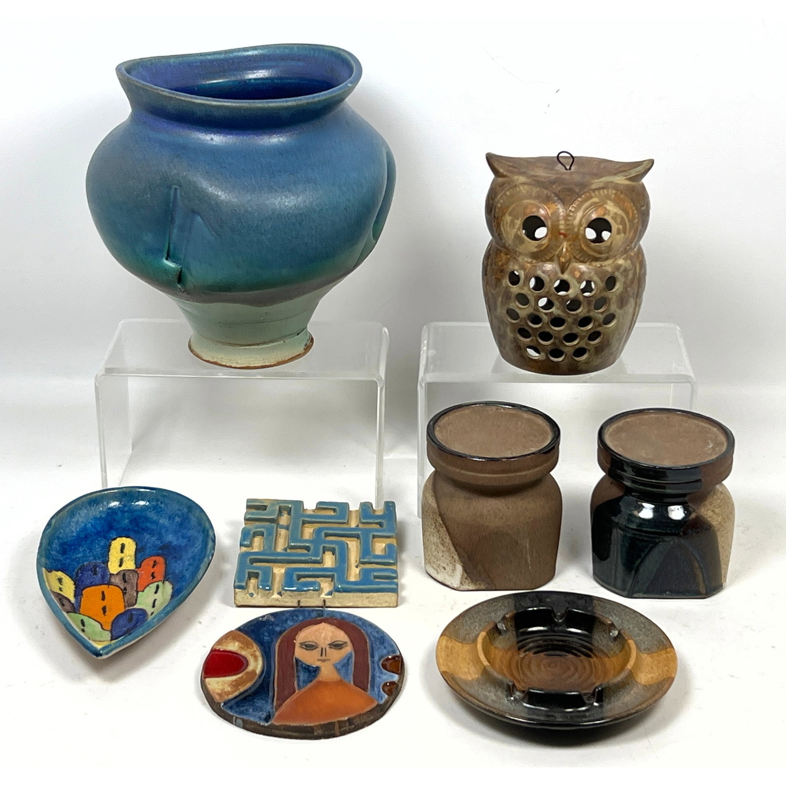 8pcs Art Pottery. Lot of Studio and production Pottery, Vases, Italian Gambone Style Teardrop Tray, (1 of 19)