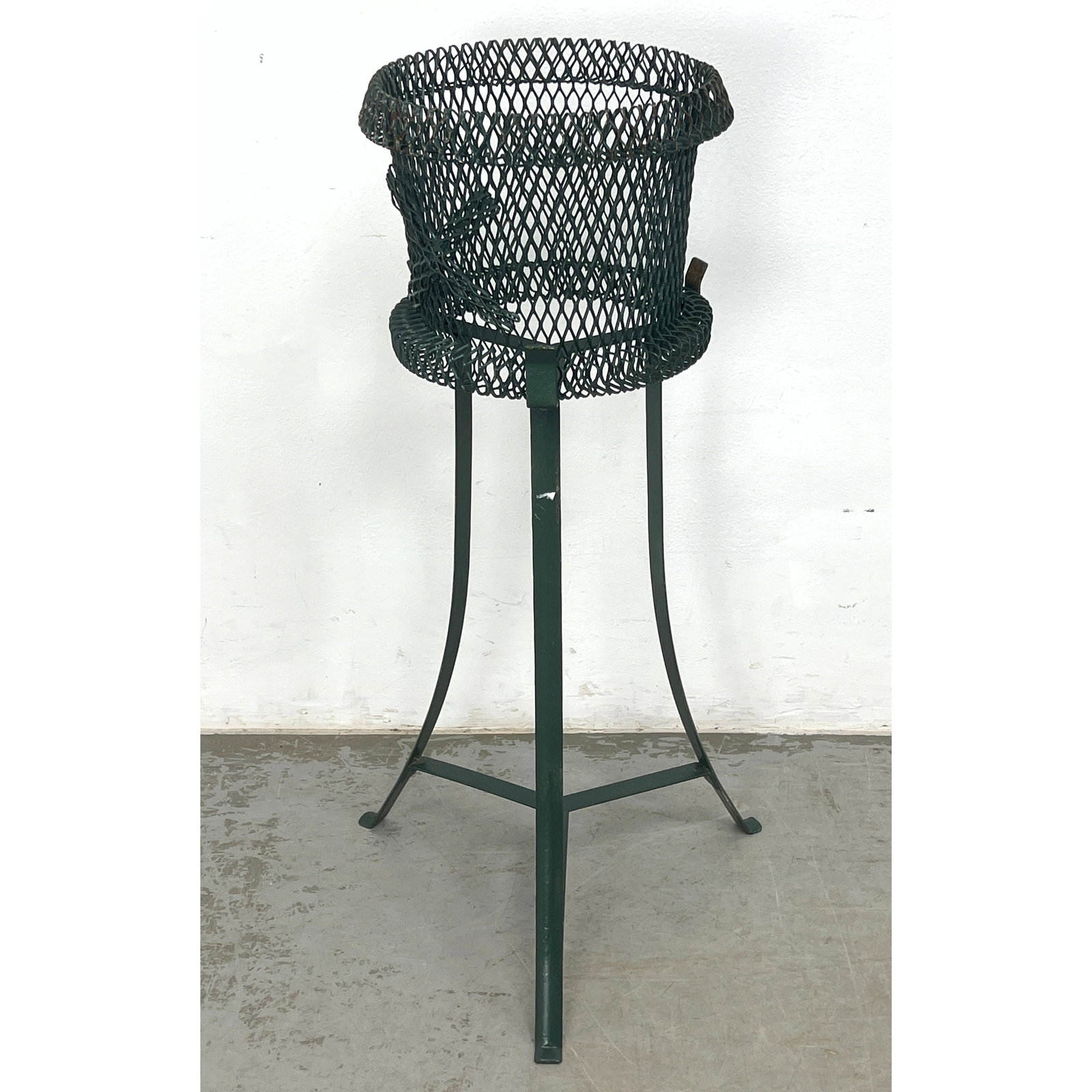 Vintage Garden Planter on Stand. Coated mesh Planter and Tripod base. (1 of 7)