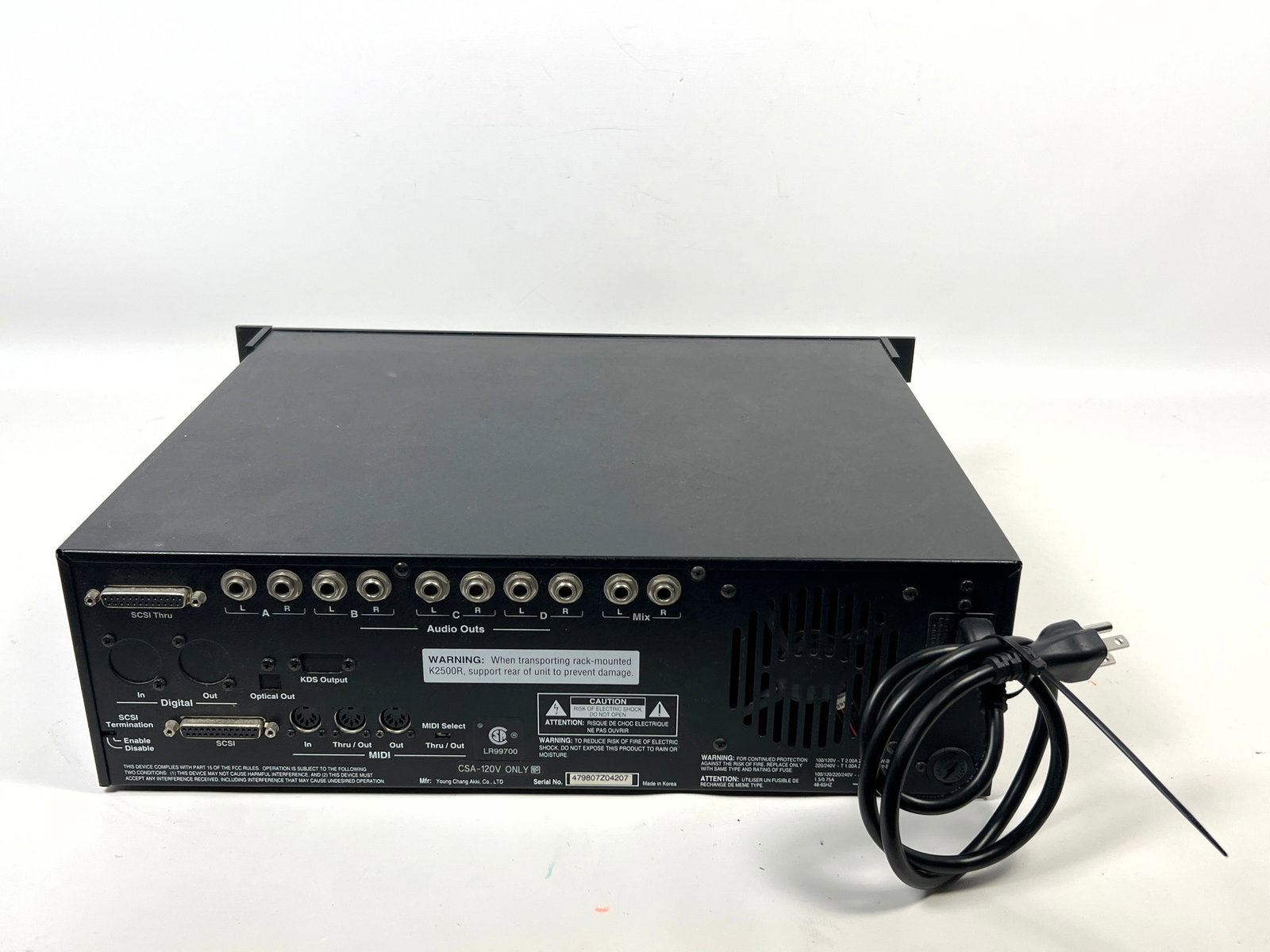 Kurzweil K2500R rack-mountable digital synthesizer and sampler module utilizing V.A.S.T. (Variable A - 10