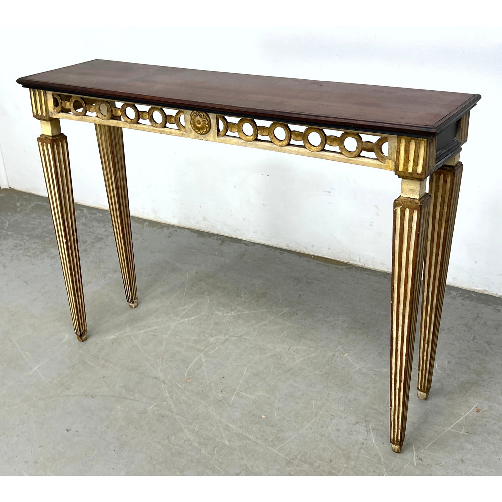 Italian Gilt Wood Console Table. Walnut Top. Unmarked. (1 of 8)