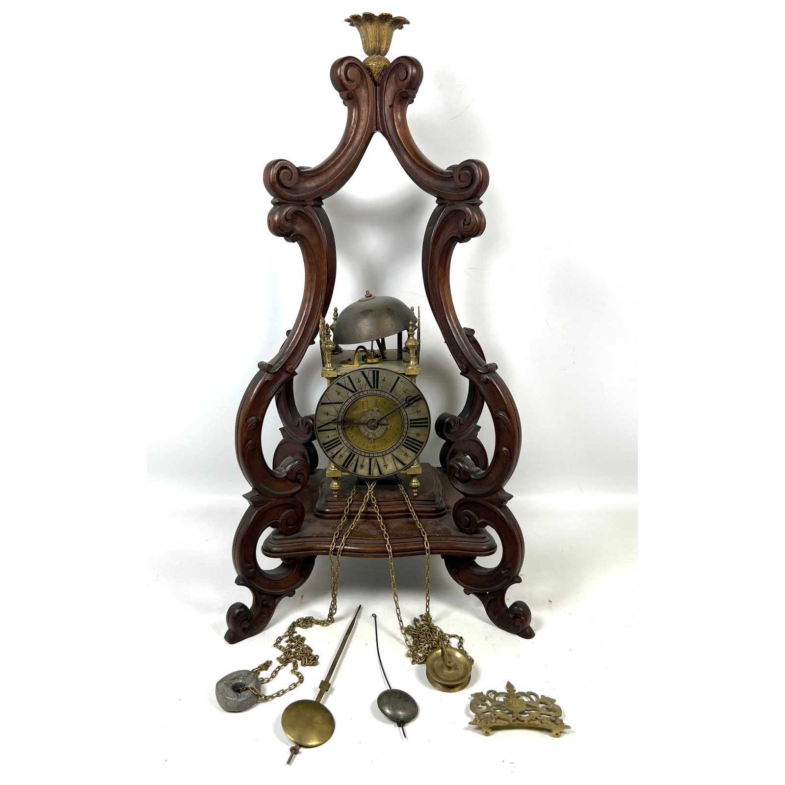 Antique French lantern clock with a mechanical weight-driven movement. Galot Beville. (1 of 12)