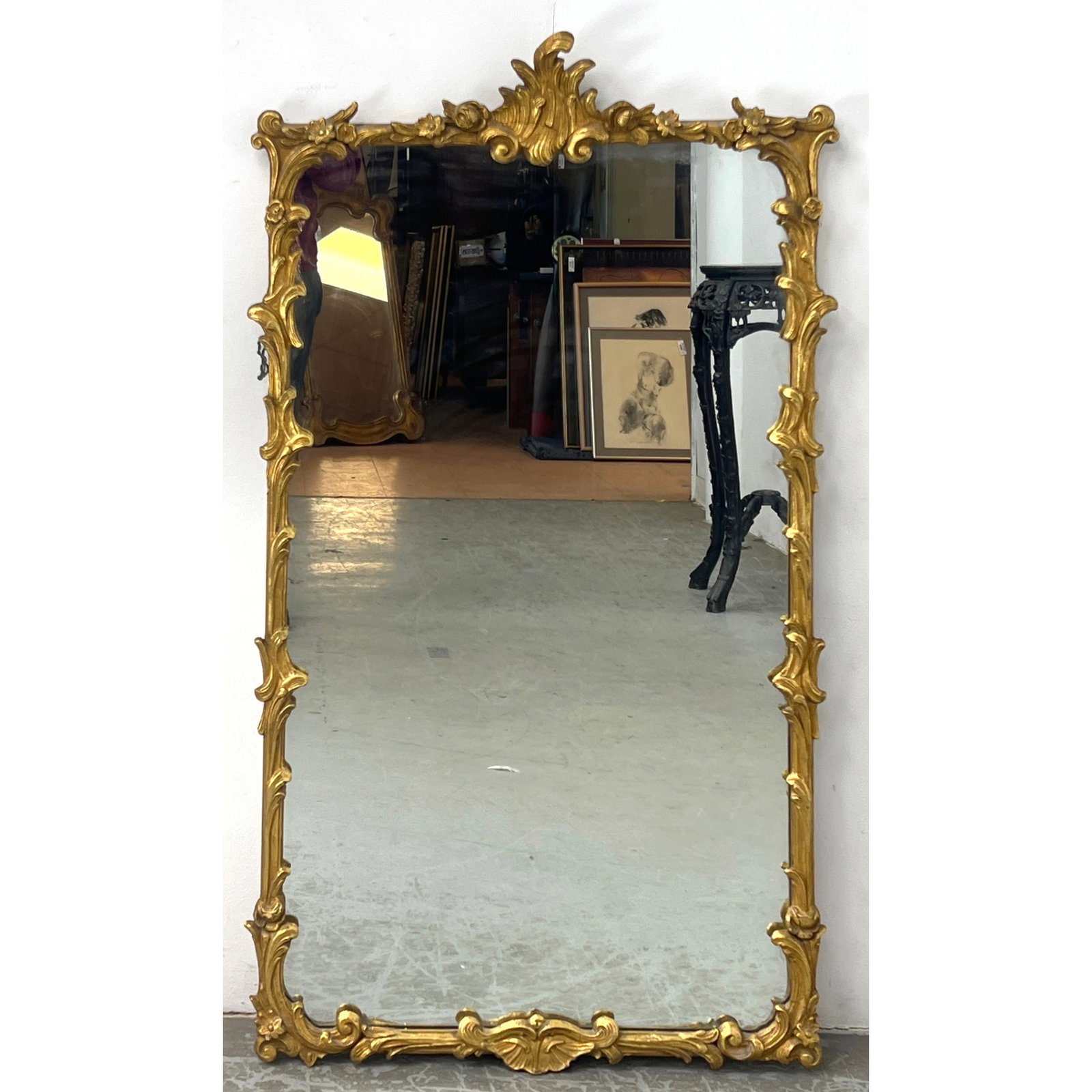 Gilt Rococo style Rectangular Framed Mirror. Foliate Scroll Frame. (1 of 8)