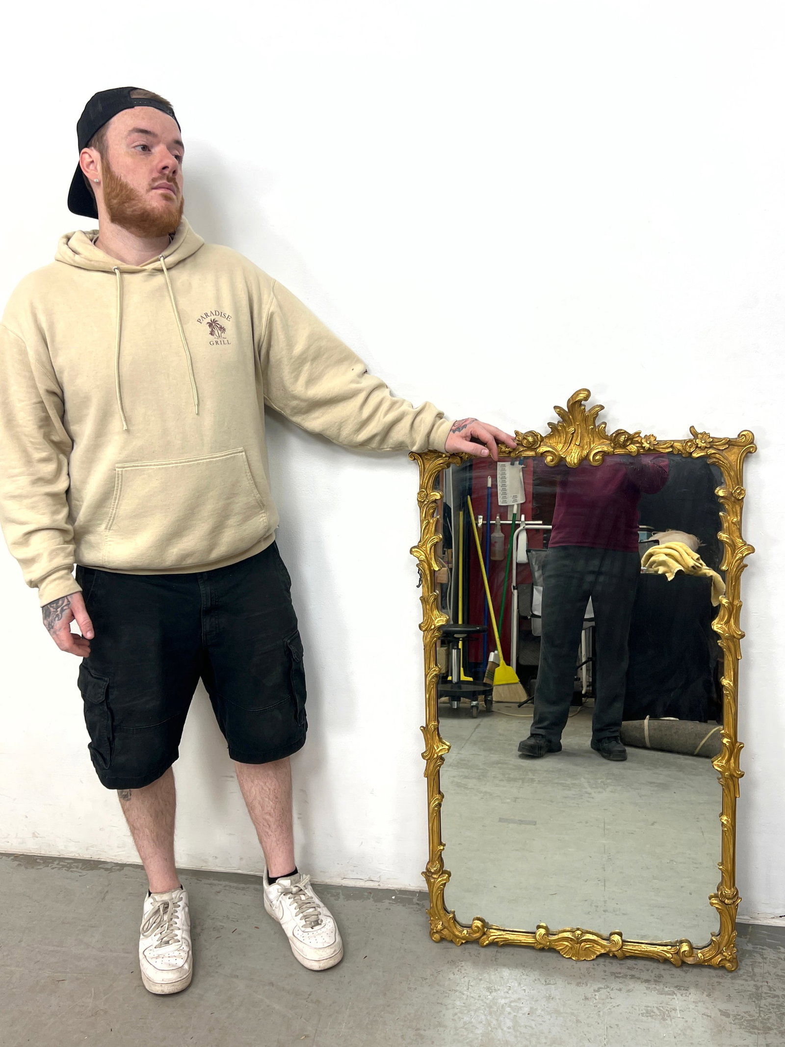 Gilt Rococo style Rectangular Framed Mirror. Foliate Scroll Frame. - 2