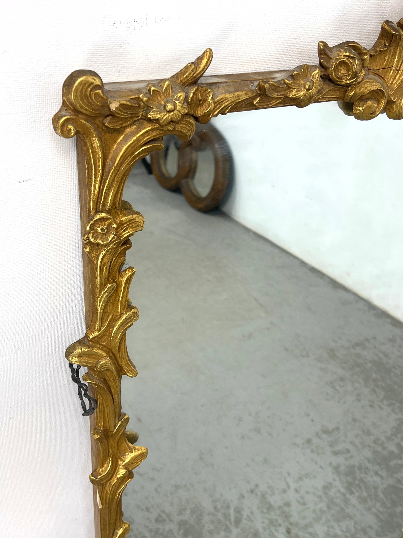 Gilt Rococo style Rectangular Framed Mirror. Foliate Scroll Frame. - 4