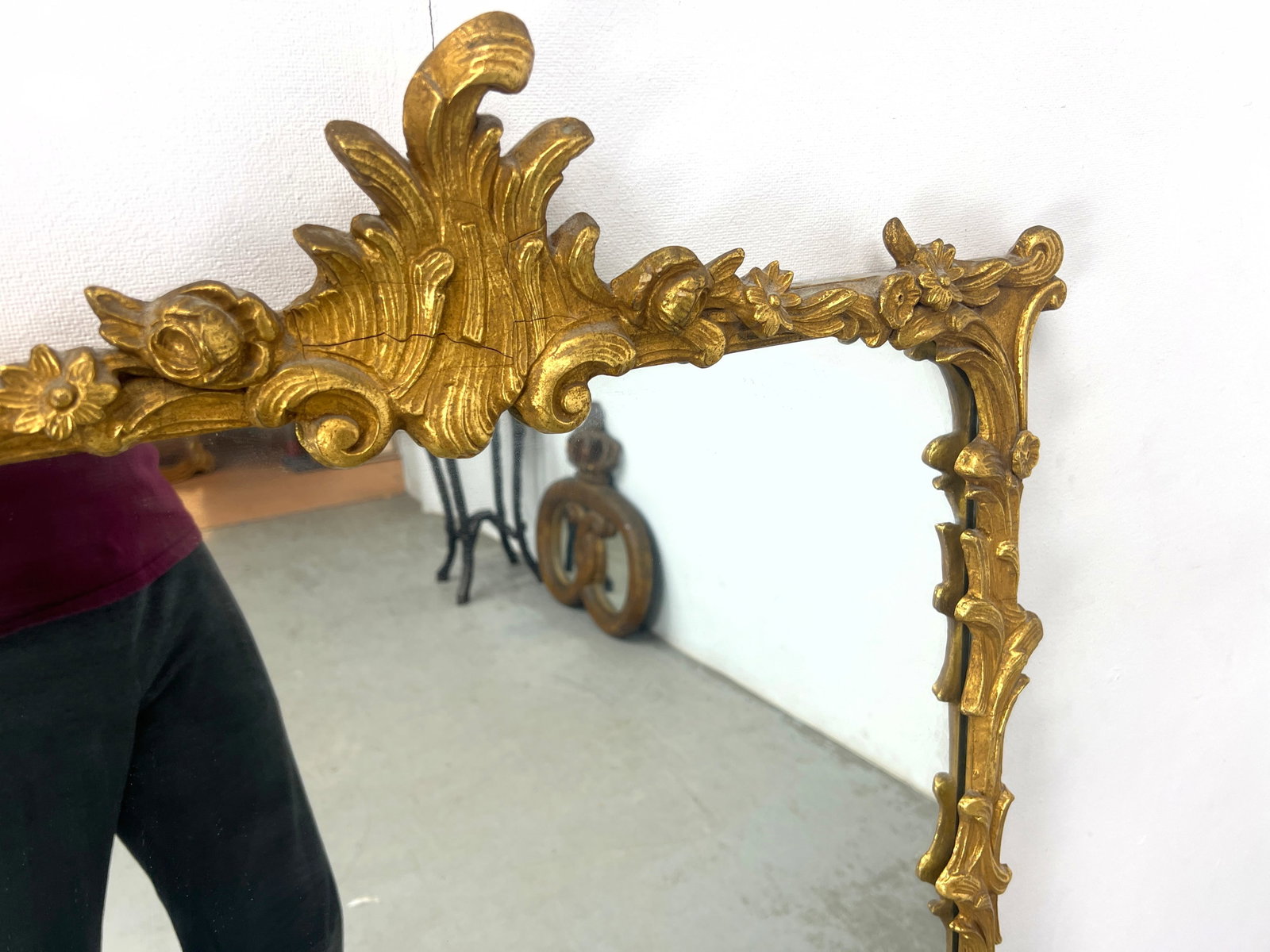 Gilt Rococo style Rectangular Framed Mirror. Foliate Scroll Frame. - 5