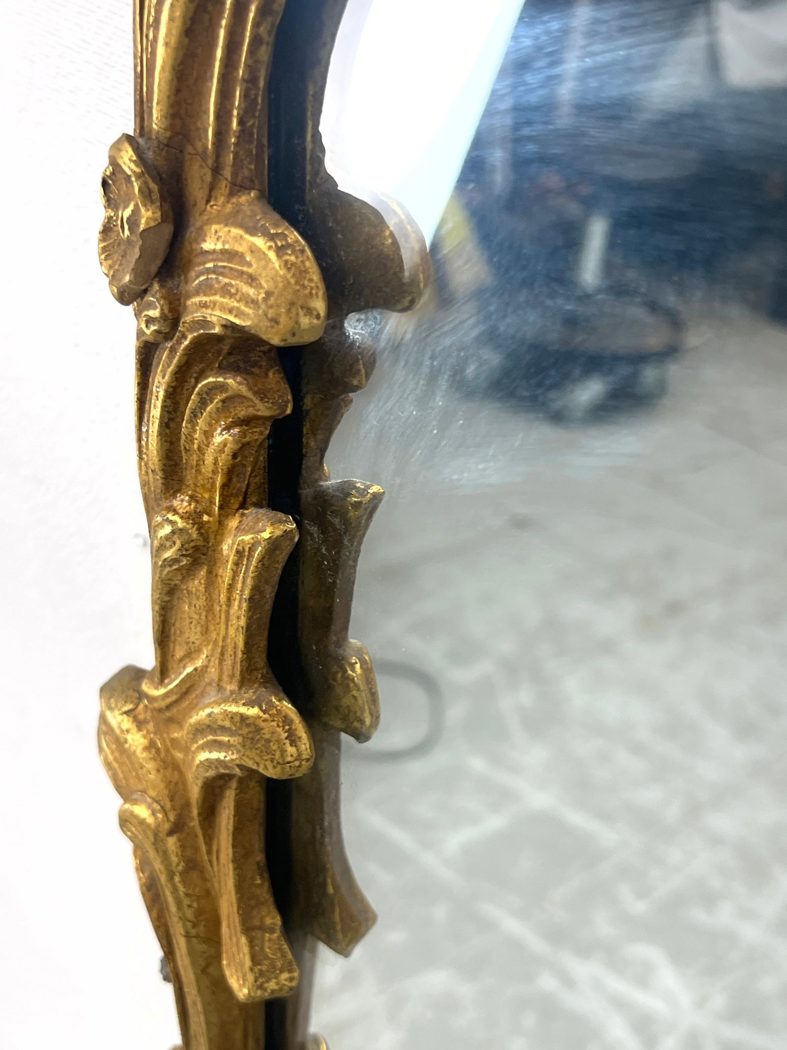 Gilt Rococo style Rectangular Framed Mirror. Foliate Scroll Frame. - 7