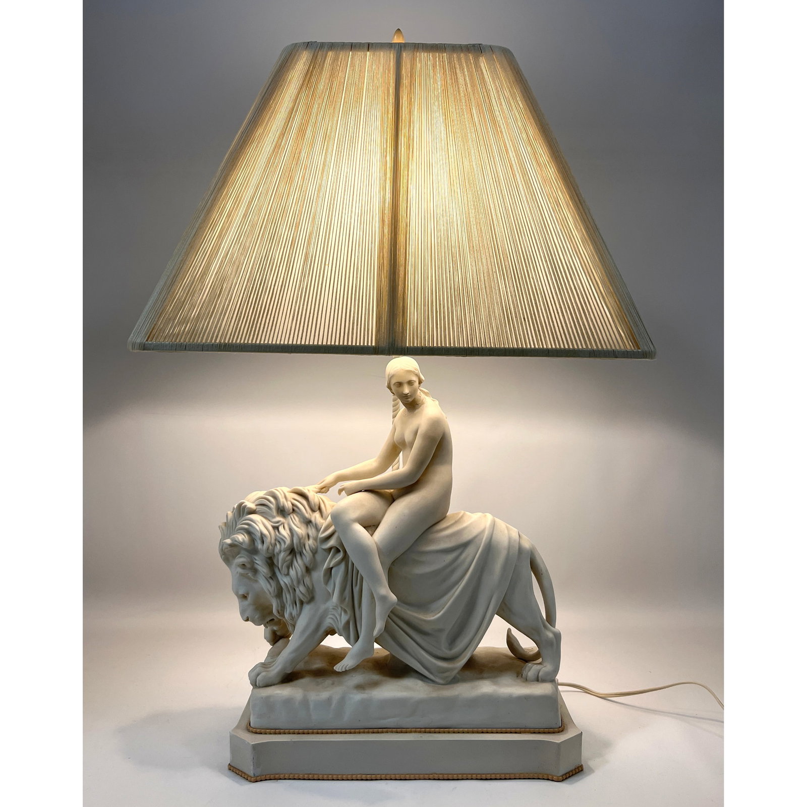 MINTON Parian Bisque Figural Table Lamp. "Una and the Lion". John Bell, modeler. (1 of 17)