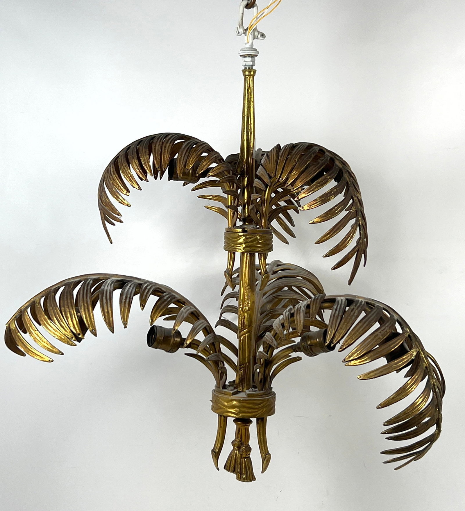Gilt Bronze Designer Palm Frond Chandelier. Hollywood Regency Glamour style. Similar style to Hans K (1 of 12)