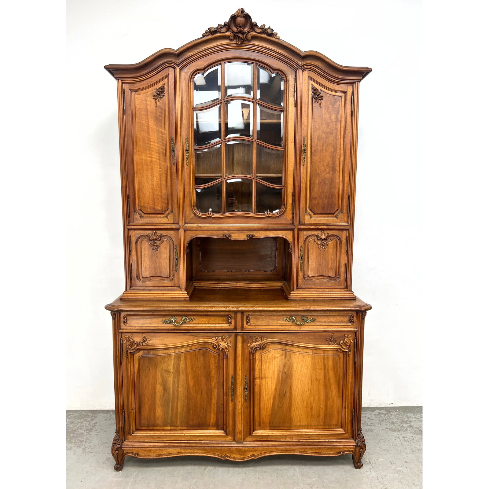 Antique French two-piece French Provincial style buffet a deux corps, also known as a vaisselier. Wa (1 of 15)