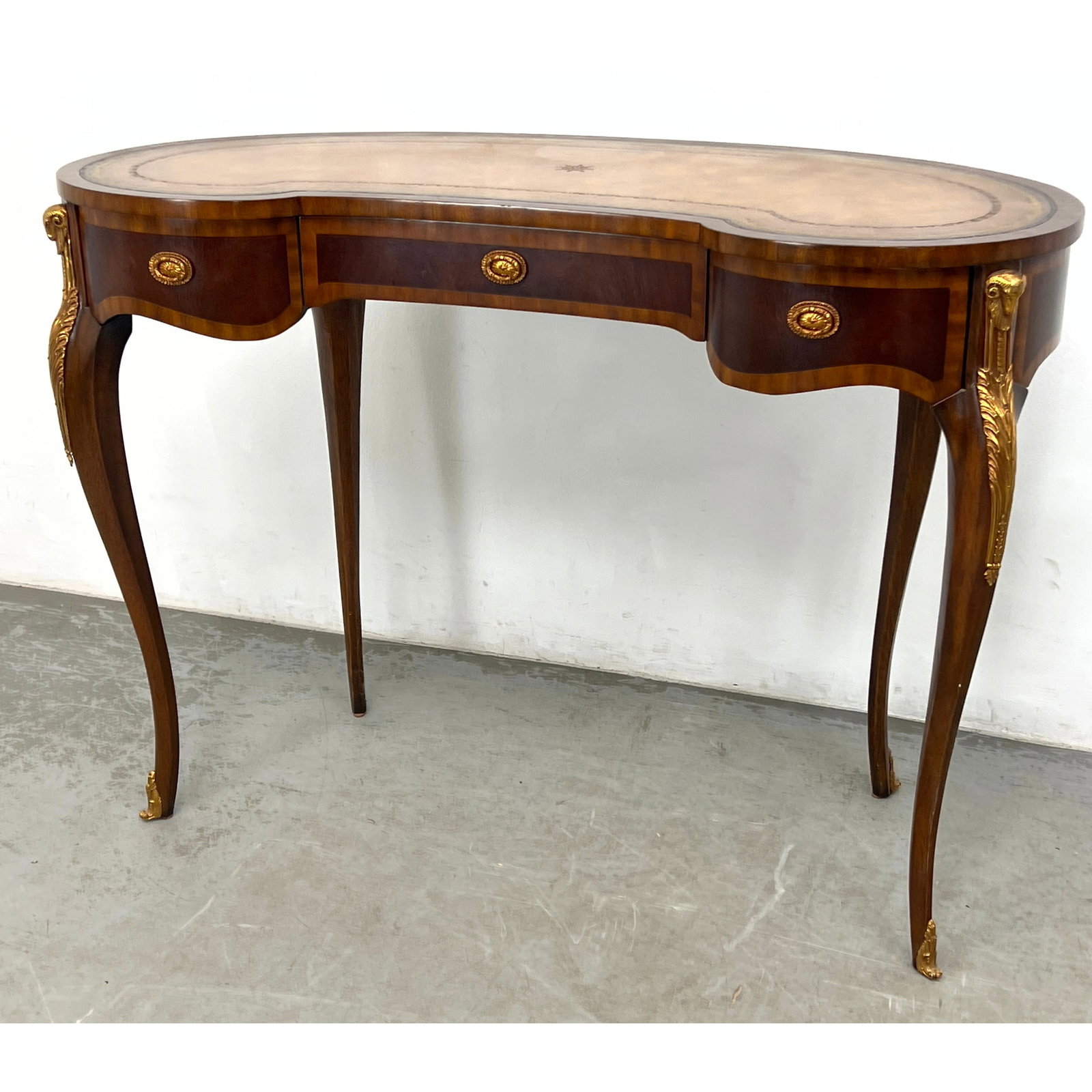 Maitland Smith Louis the XV Style Kidney Shaped Writing Desk. Leather top. (1 of 10)