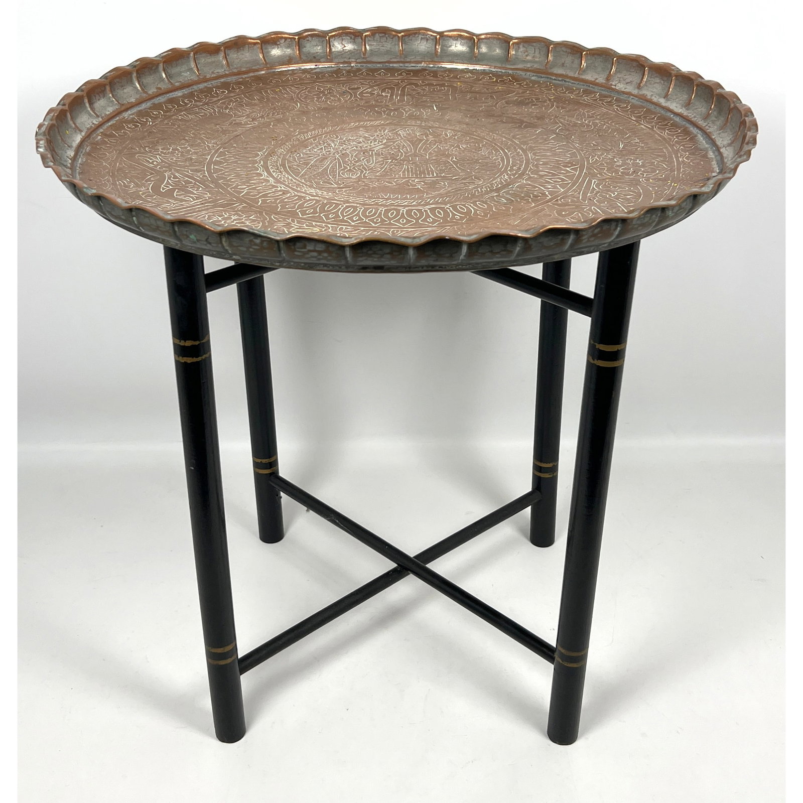 Middle eastern Brass Tray Top Table. Folding base. (1 of 11)
