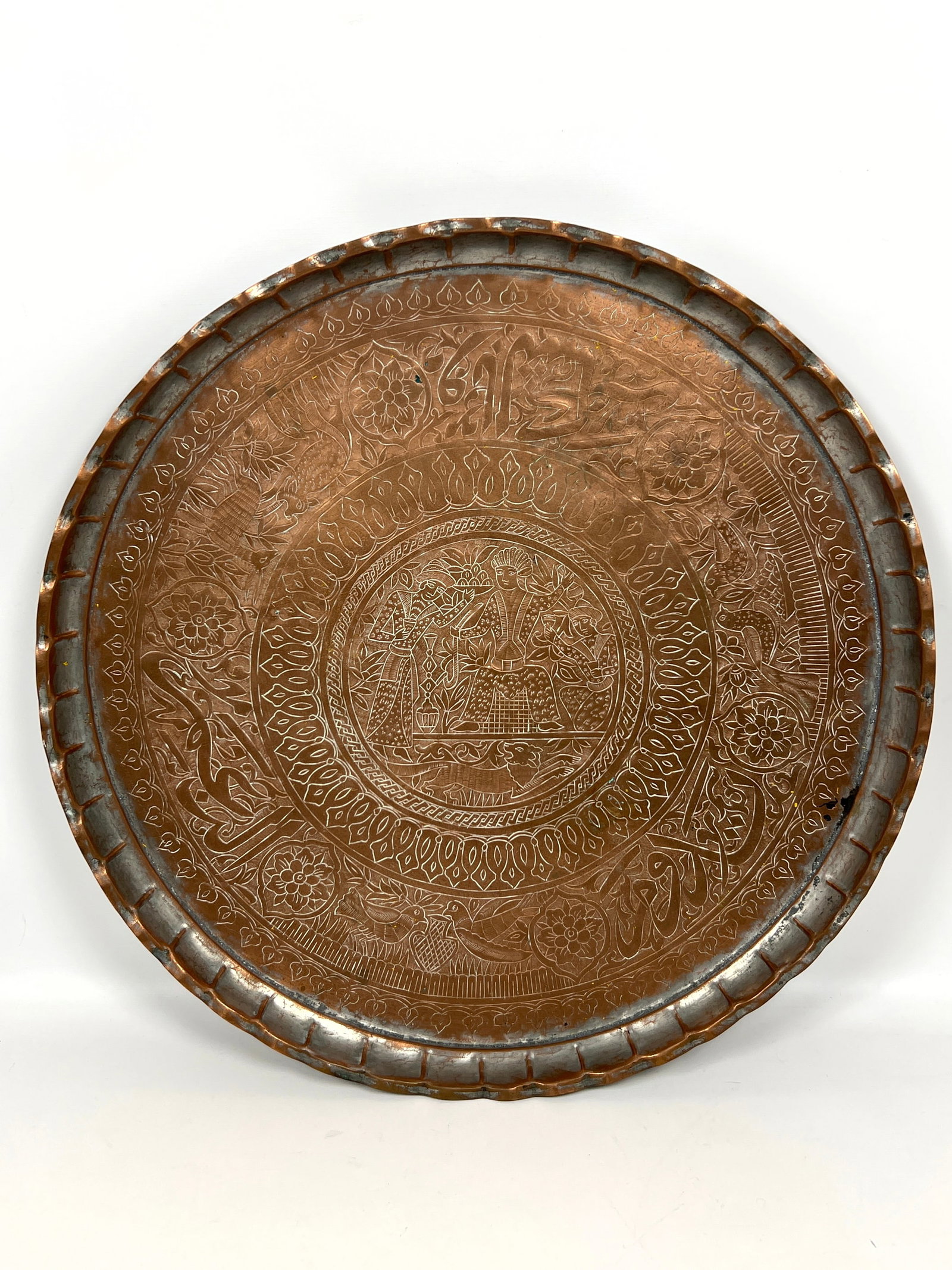 Middle eastern Brass Tray Top Table. Folding base. - 7
