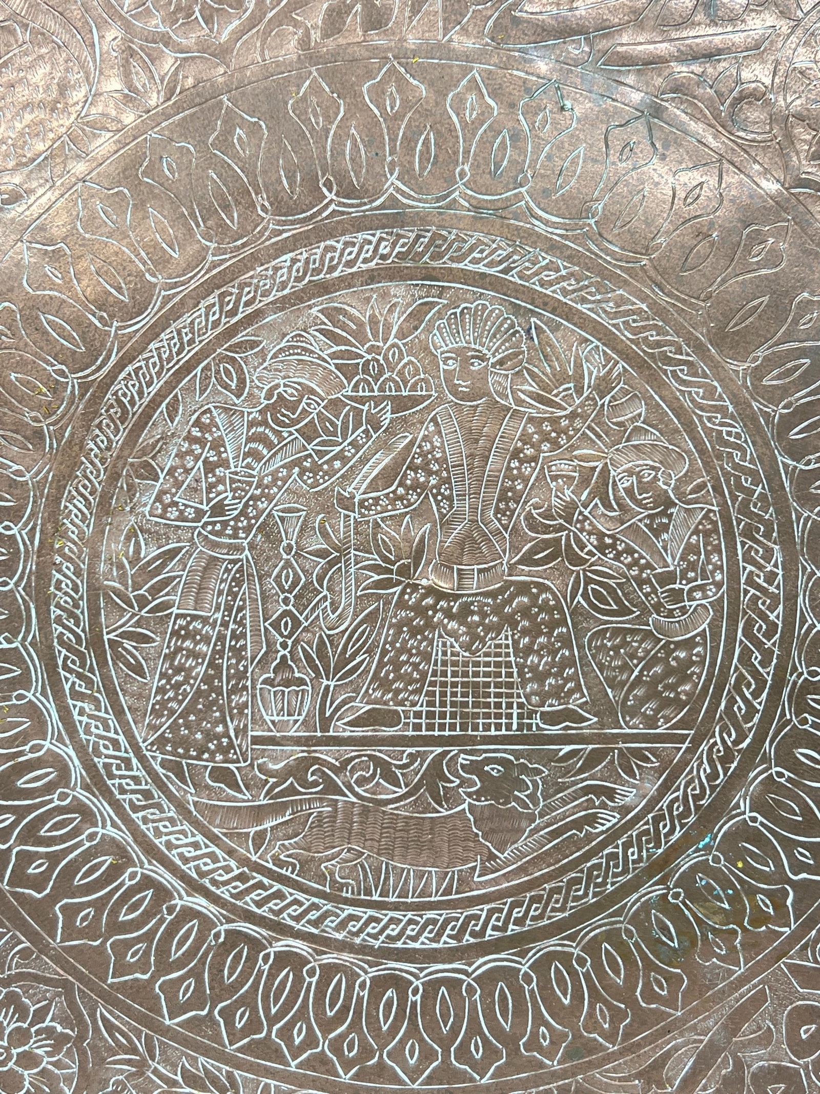 Middle eastern Brass Tray Top Table. Folding base. - 8