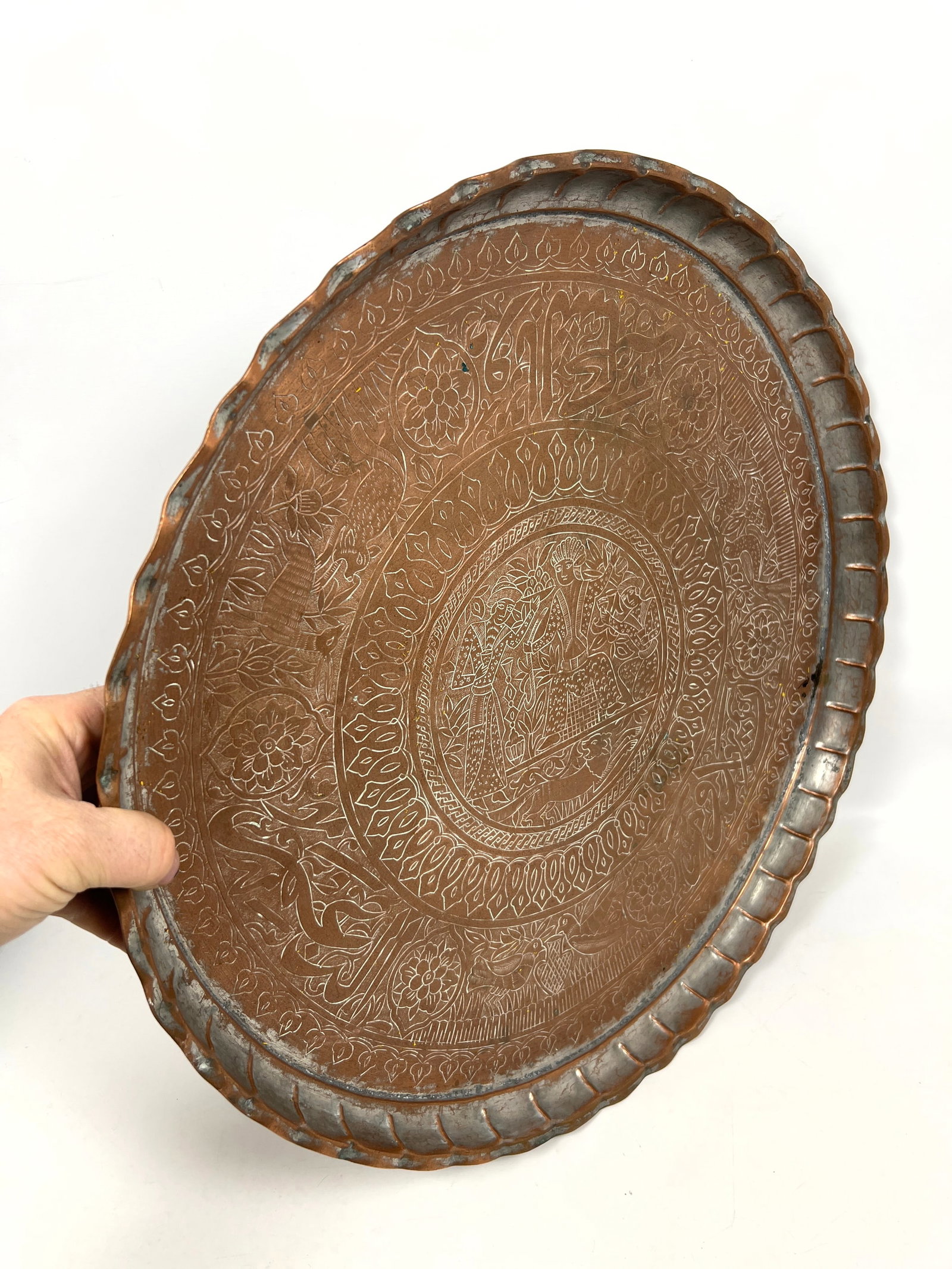 Middle eastern Brass Tray Top Table. Folding base. - 9