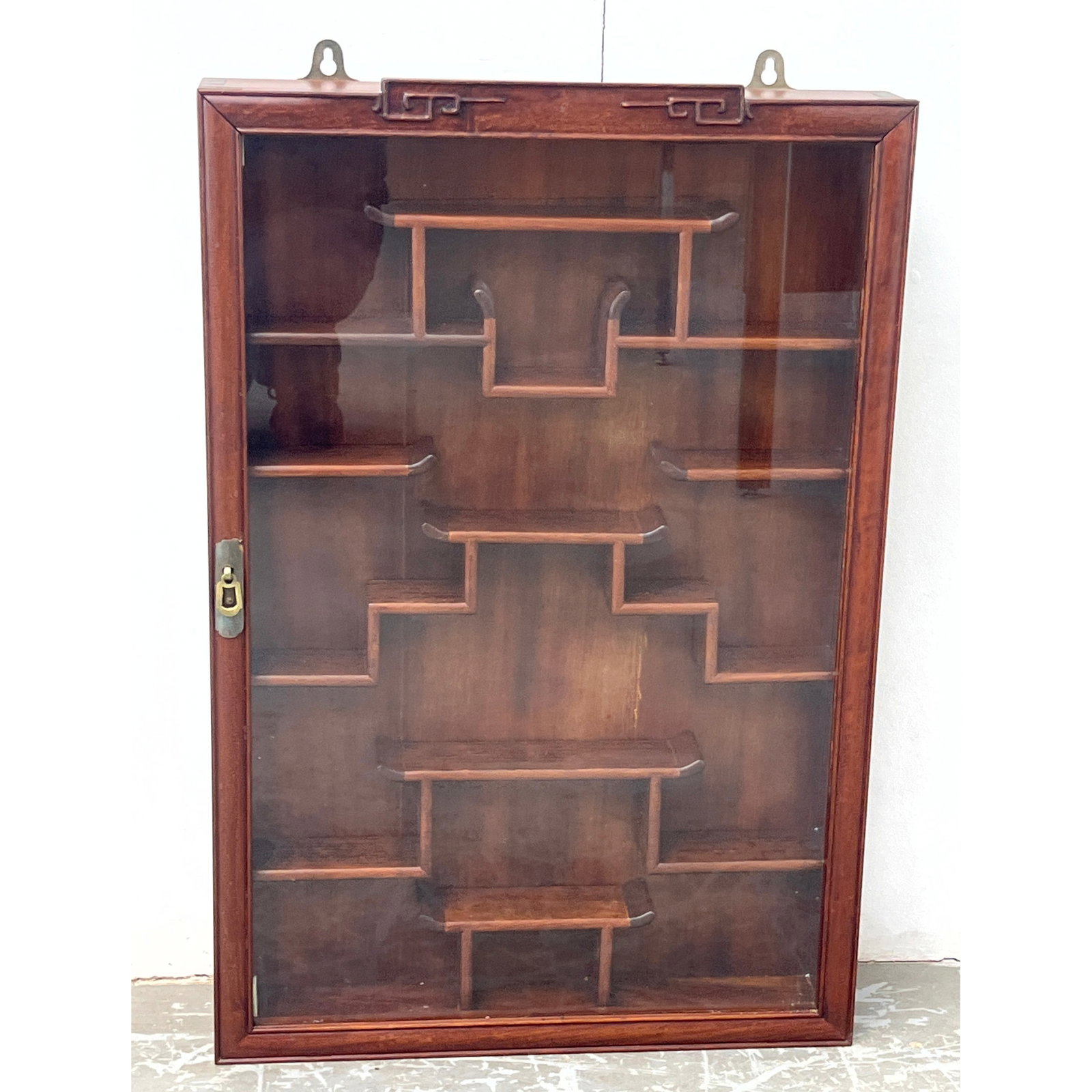 Asian Hardwood Wall Display Cabinet with Glass Door. (1 of 9)