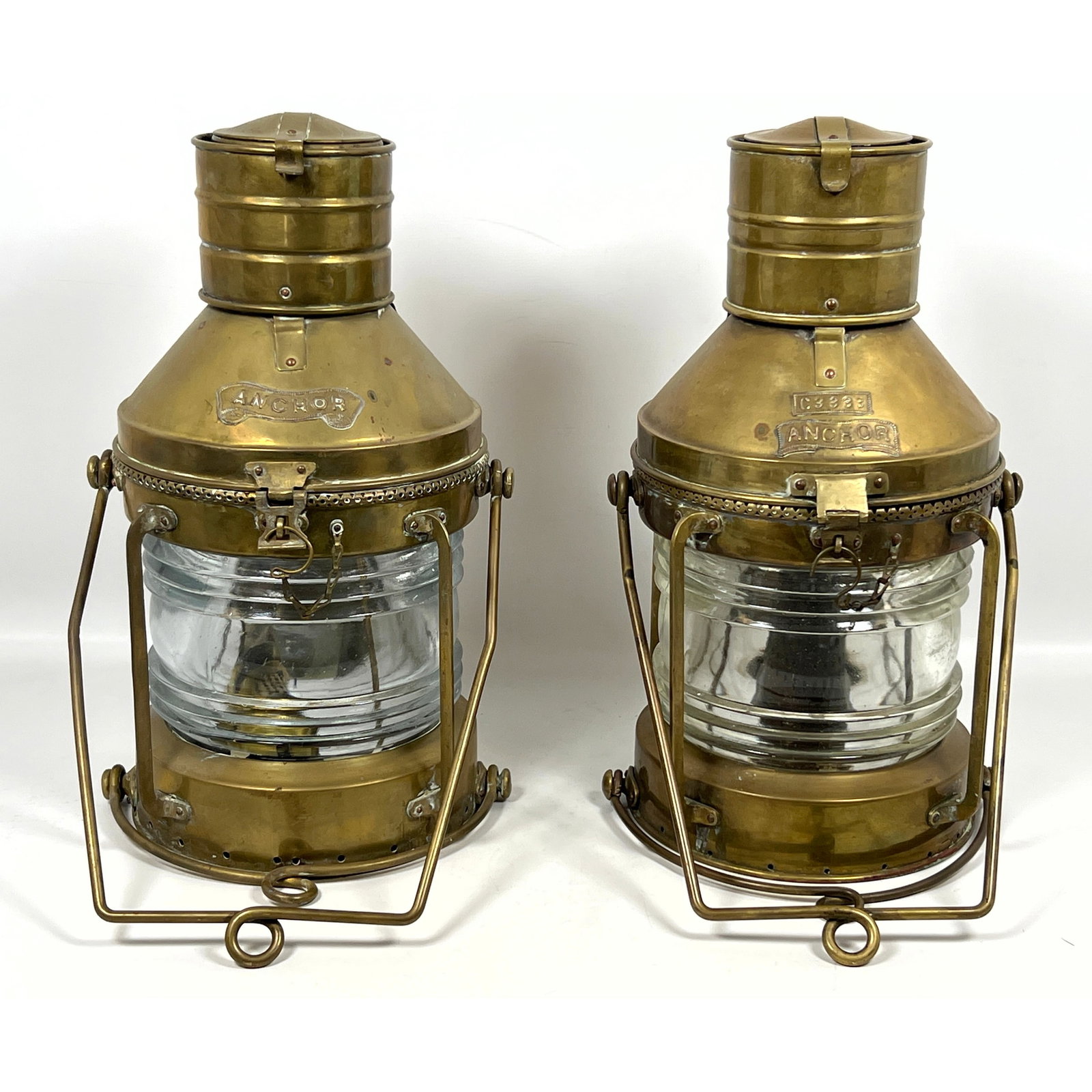 Pair Anchor Brass Ship Lanterns. (1 of 14)