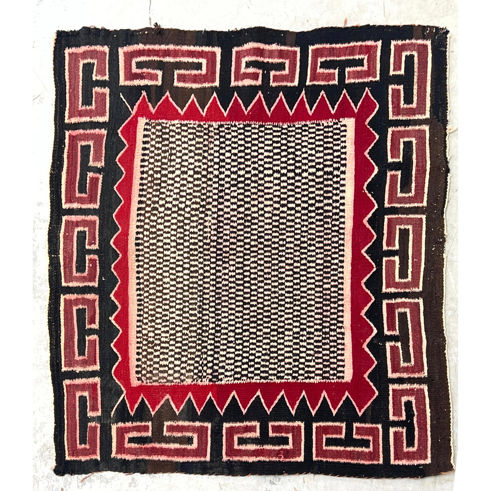 Hand-woven Navajo single saddle blanket, likely dating to the early 20th century. The textile is con (1 of 8)