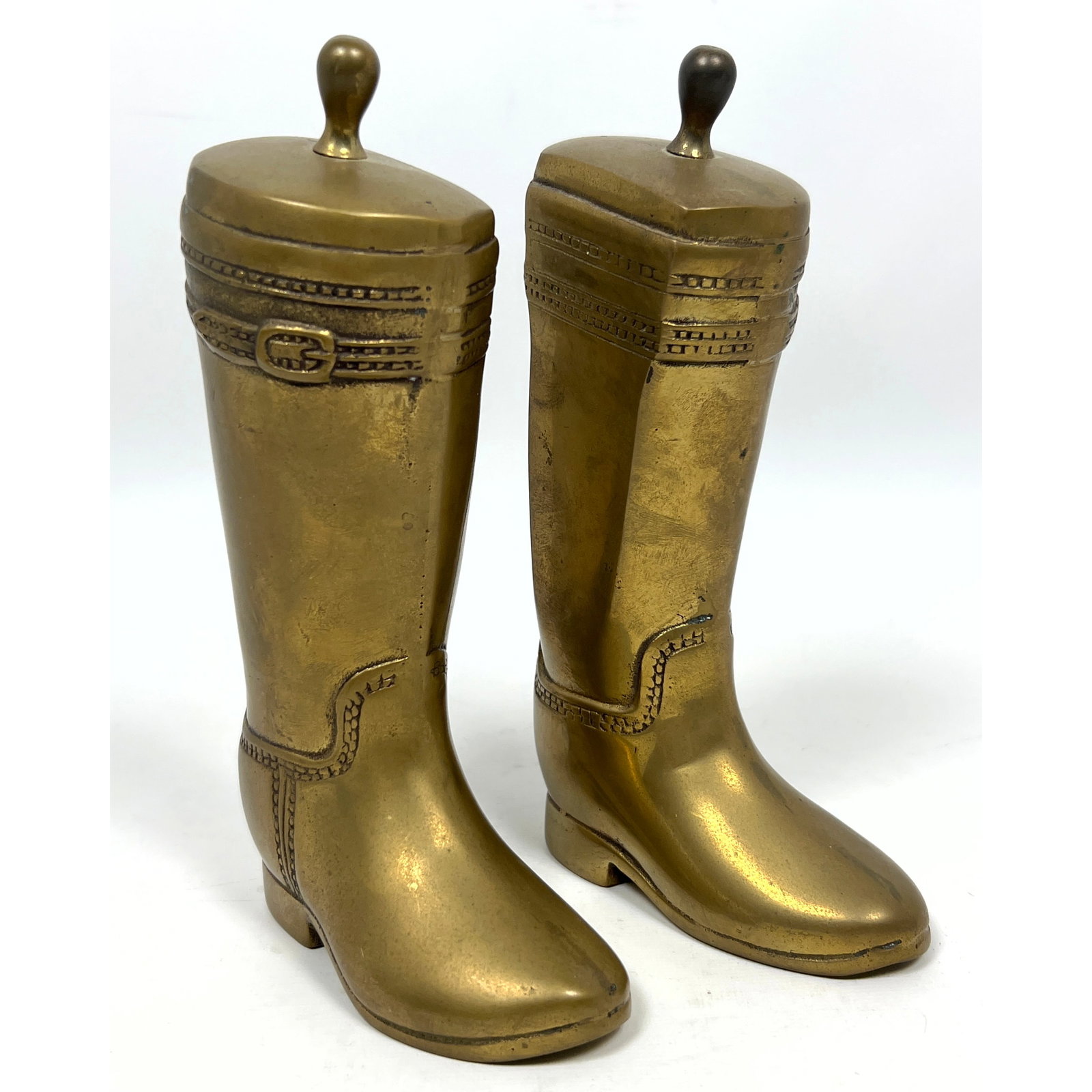 Pair Cast Brass Boot Form Bookends. (1 of 9)